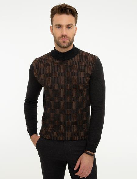 Antrasit Melanj Slim Fit Triko Kazak - 50210691035