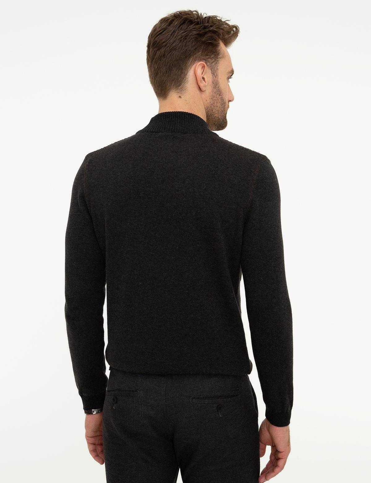 Antrasit Melanj Slim Fit Triko Kazak - 50210691035