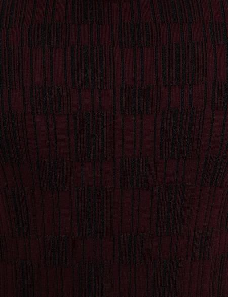 Bordo Slim Fit Yarım Balıkçı Triko Kazak - 50210691045