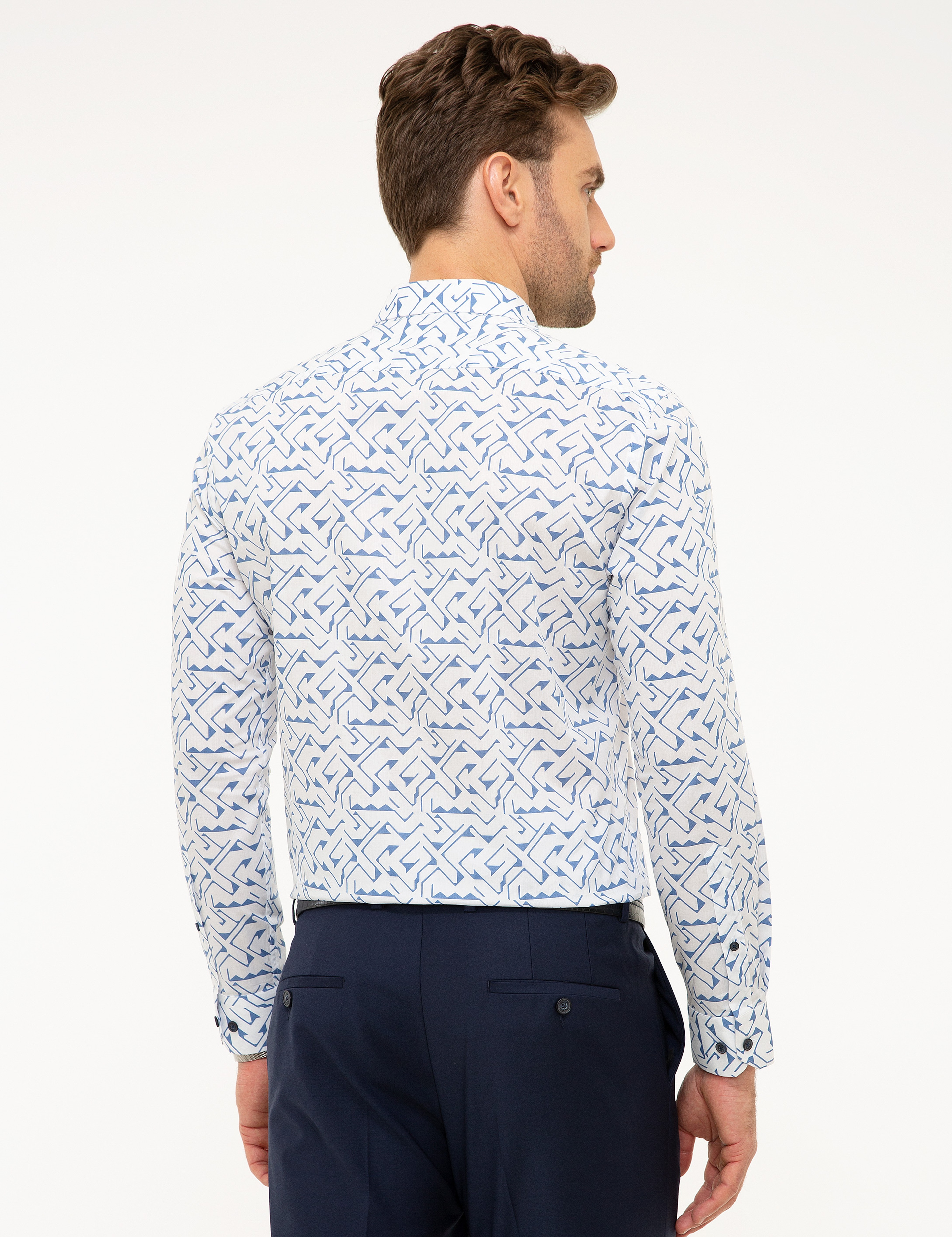 Lacivert Slim Fit Uzun Kollu Gömlek - Image 3