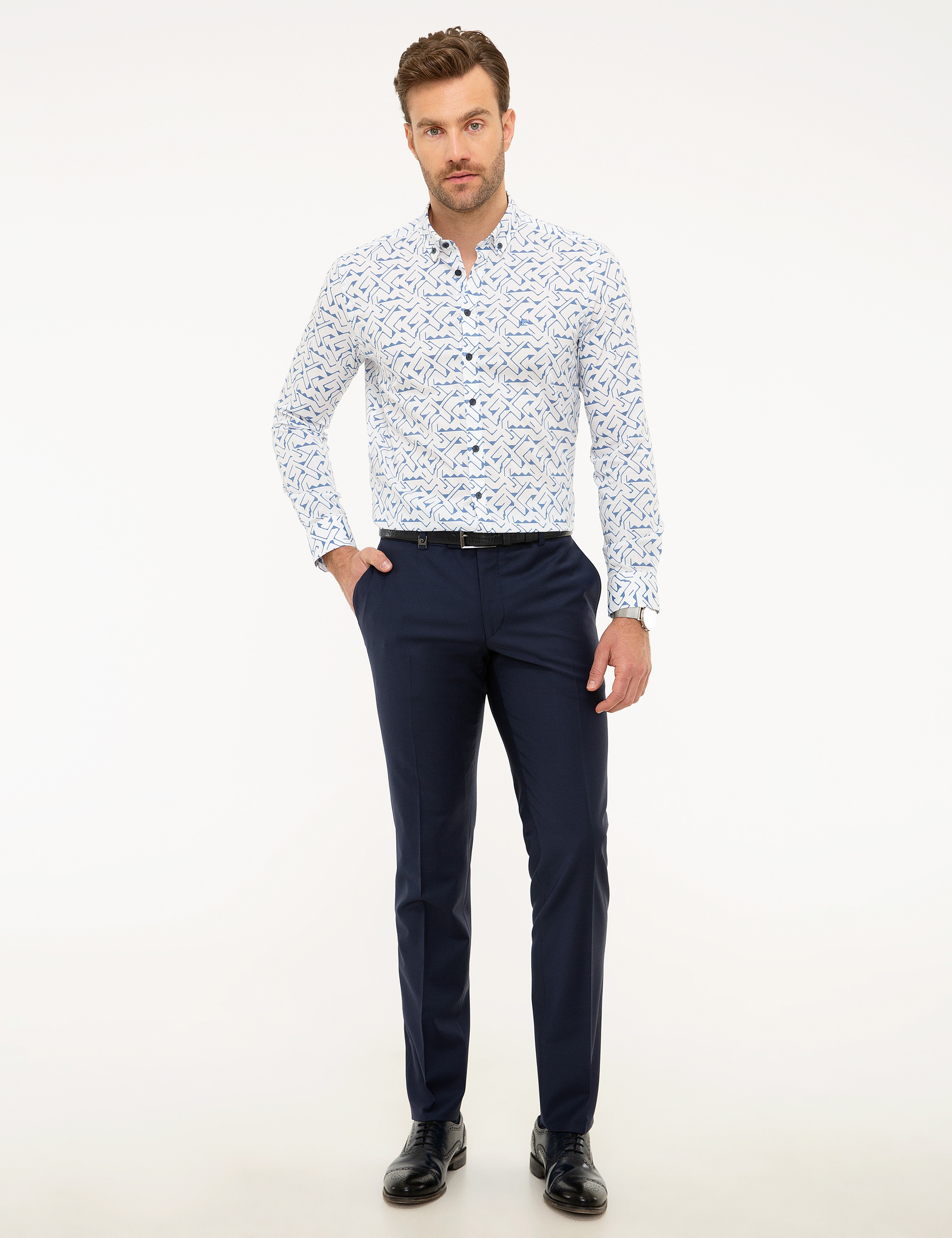 Lacivert Slim Fit Uzun Kollu Gömlek - Image 4