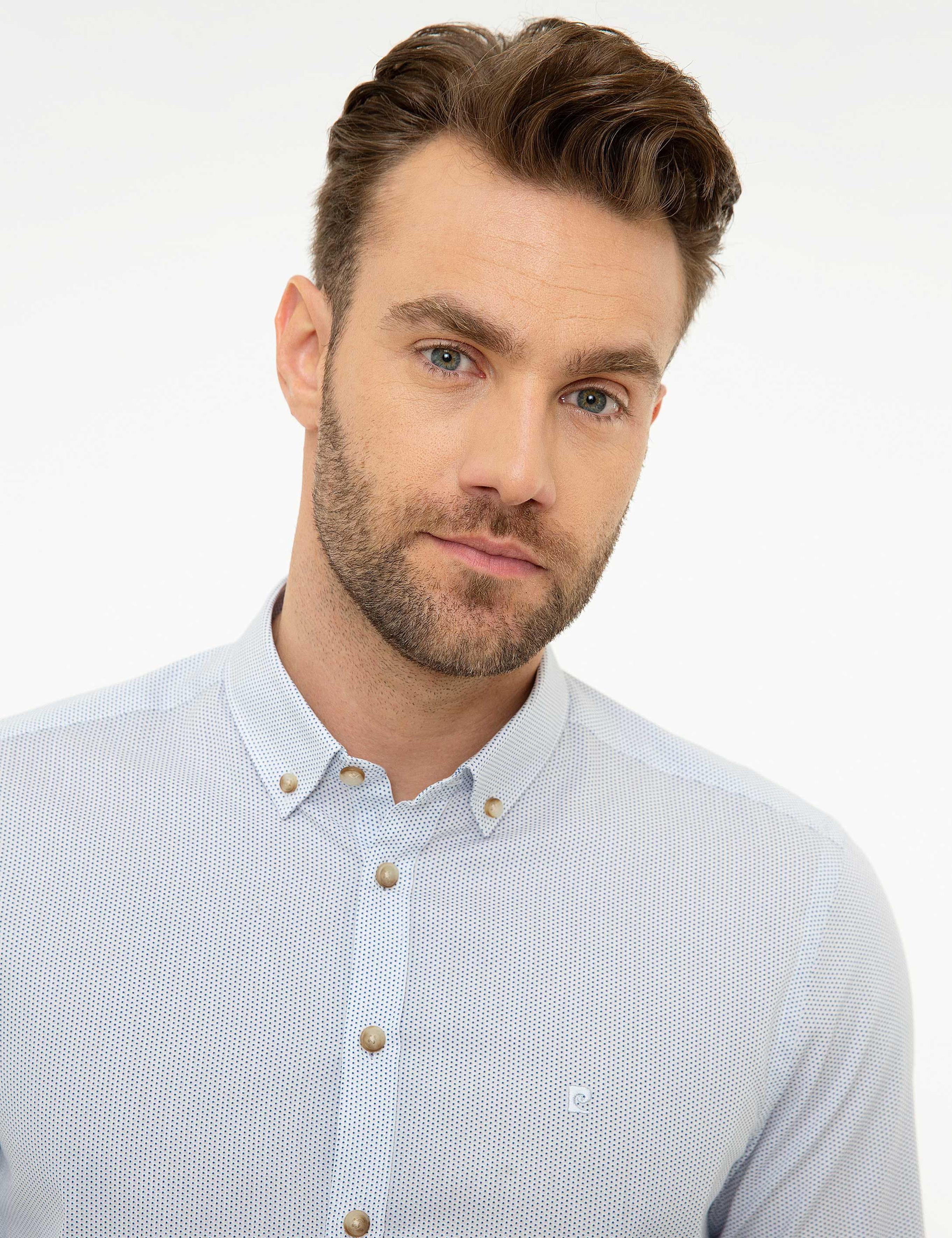 Lacivert Slim Fit Uzun Kollu Gömlek