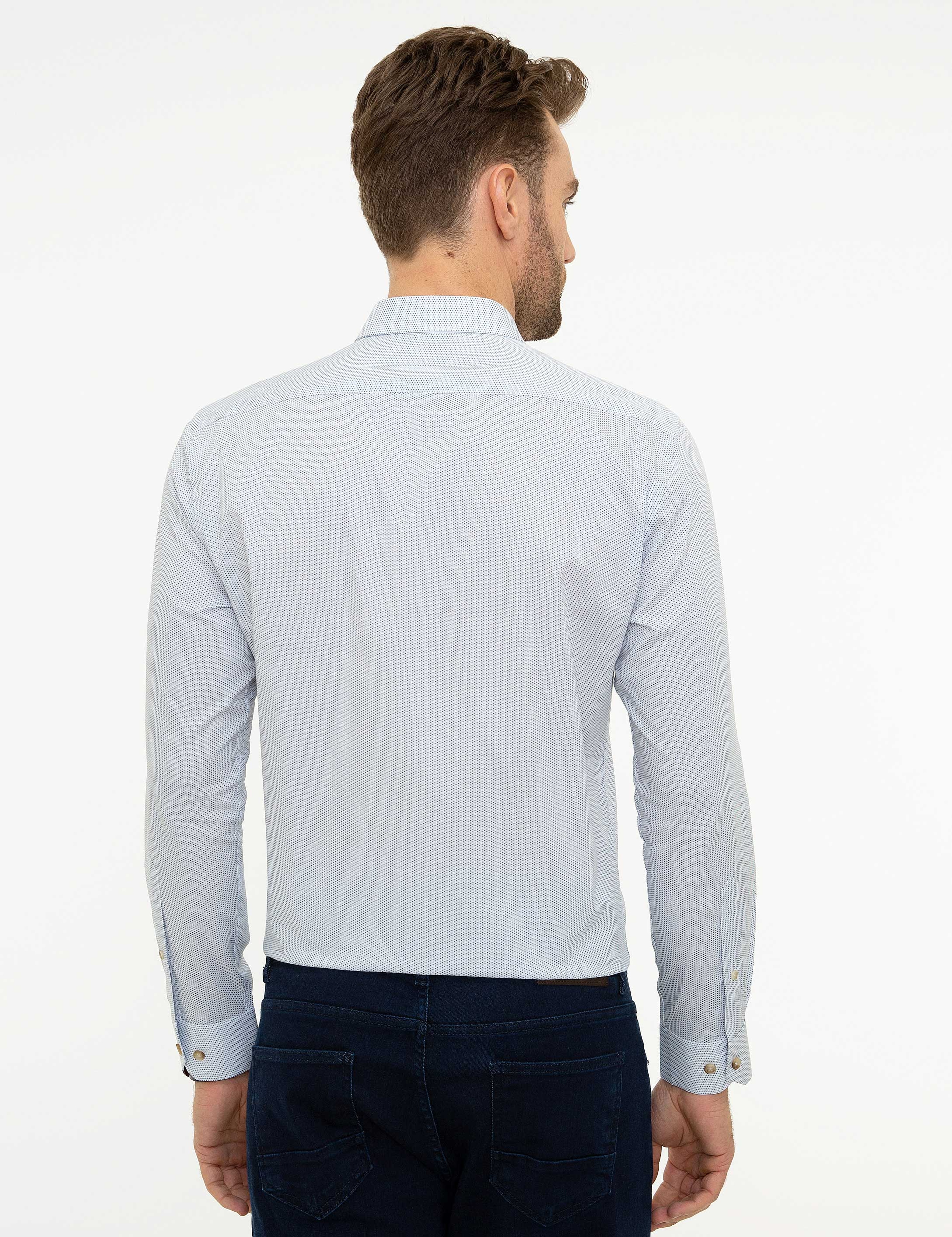 Lacivert Slim Fit Uzun Kollu Gömlek - Image 3