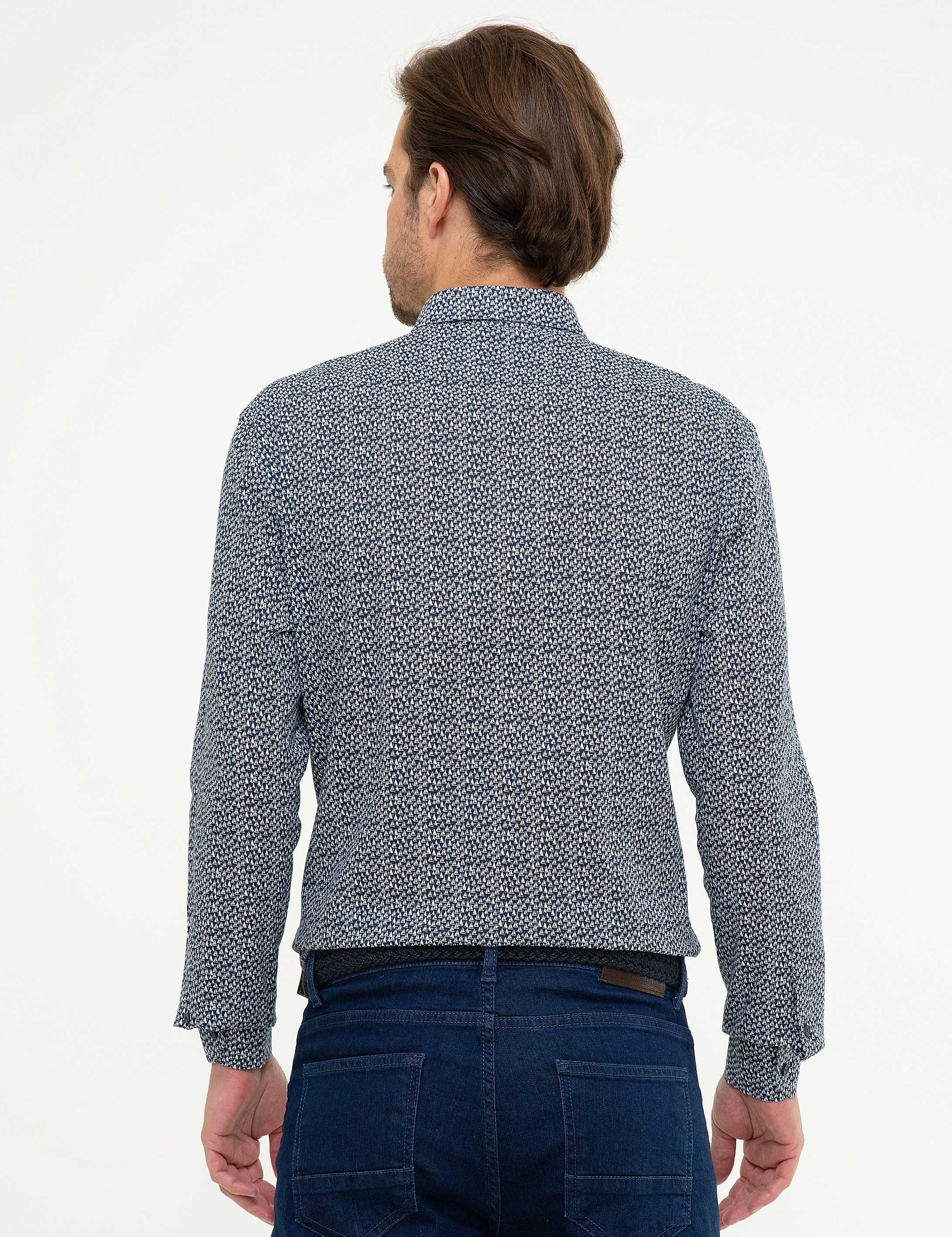 Lacivert Slim Fit Kısa Kollu Gömlek