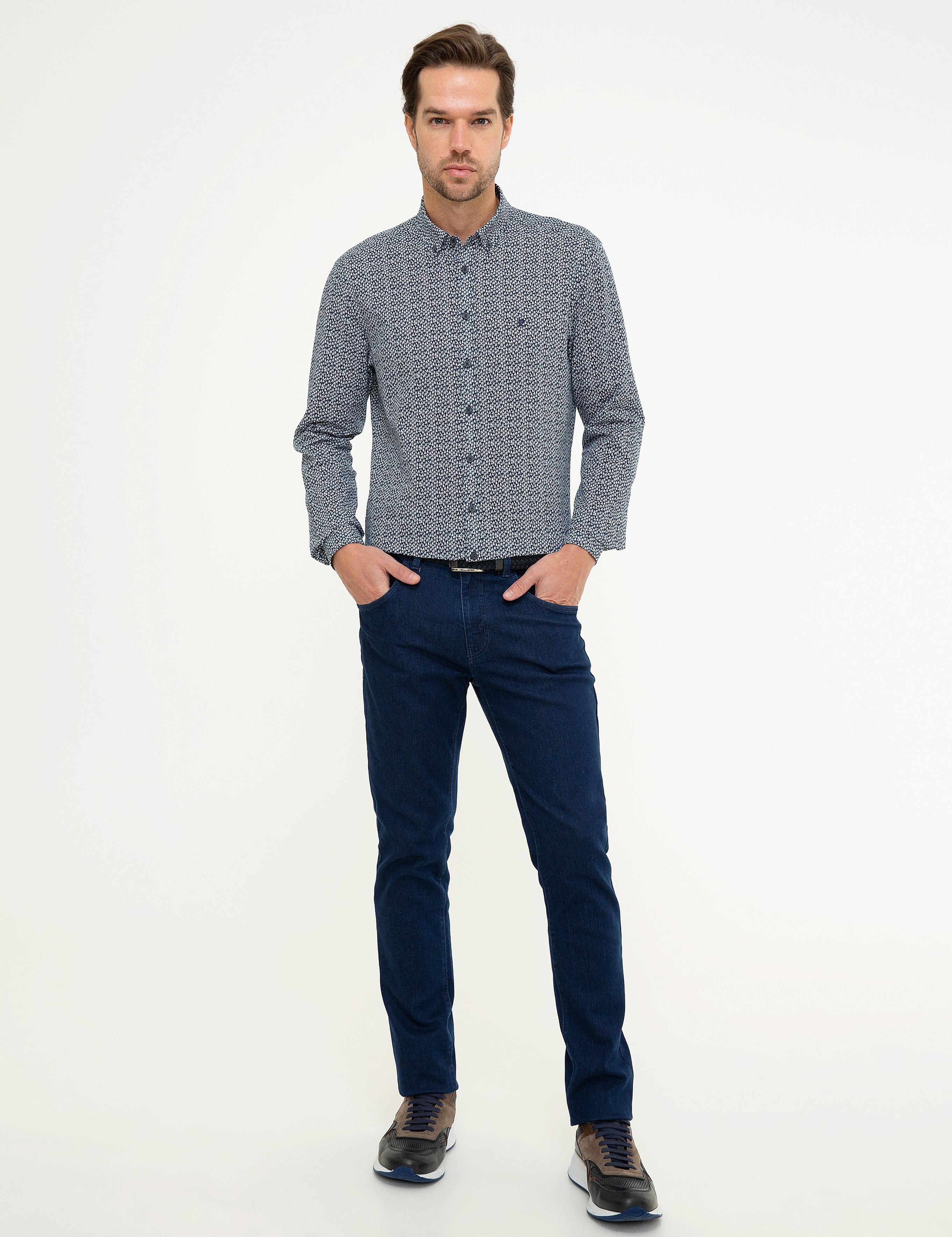 Lacivert Slim Fit Kısa Kollu Gömlek