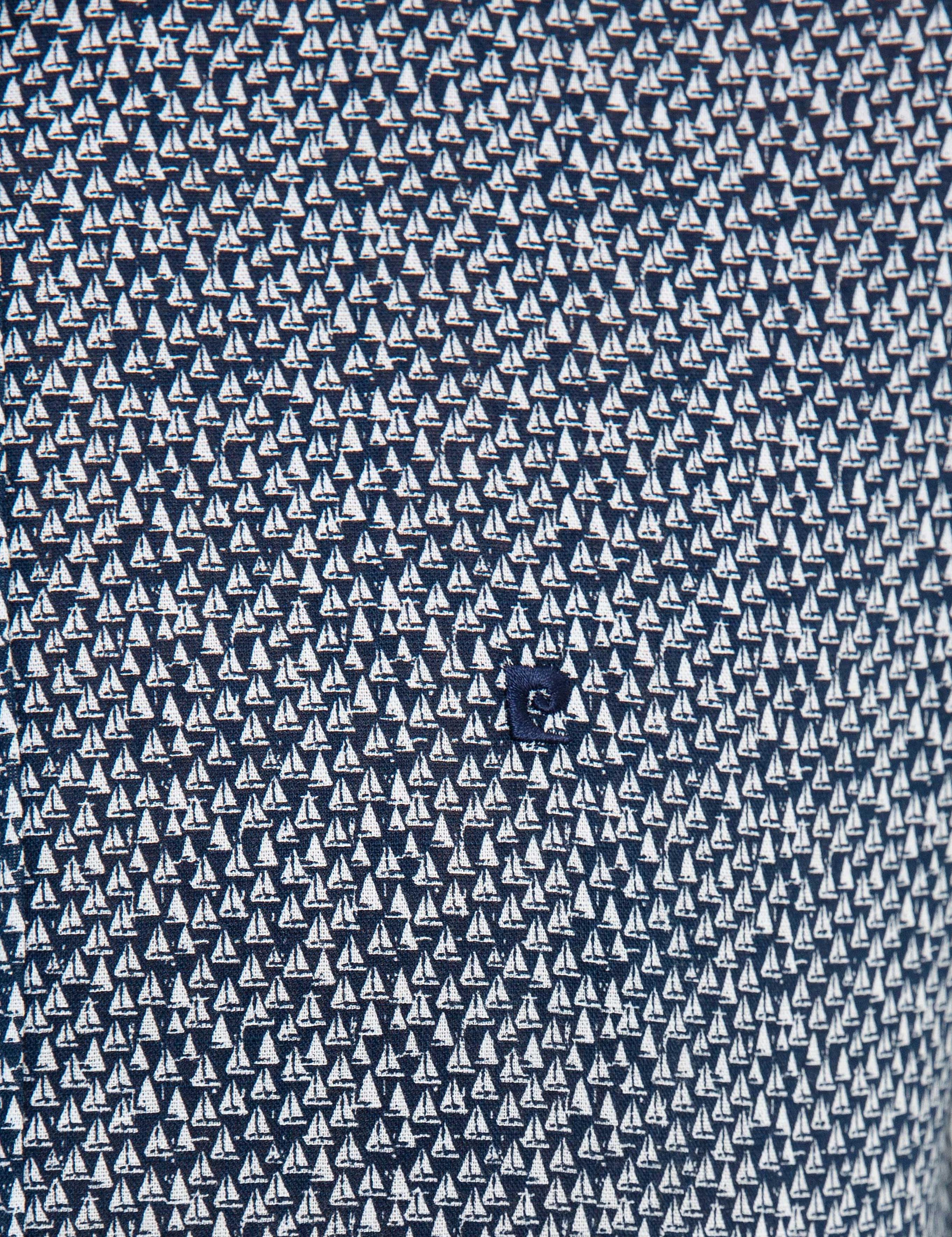 Lacivert Slim Fit Kısa Kollu Gömlek