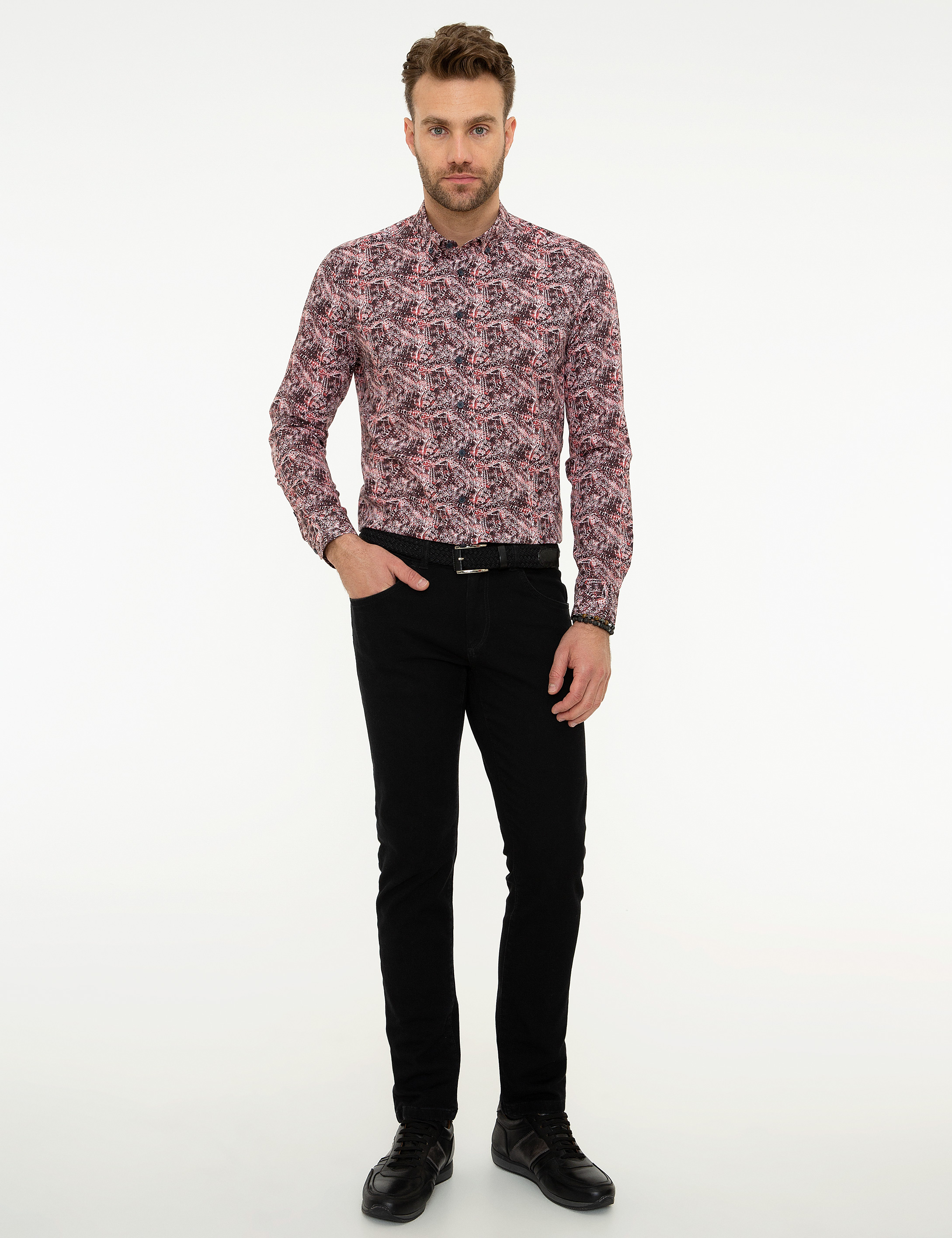 Slim Bordo Gömlek - 50209390005