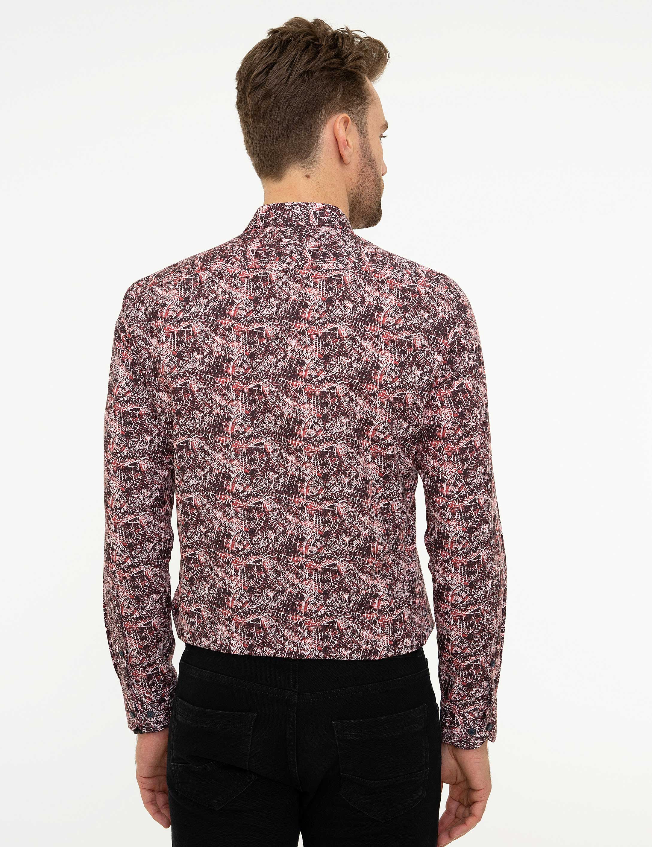 Slim Bordo Gömlek - 50209390005