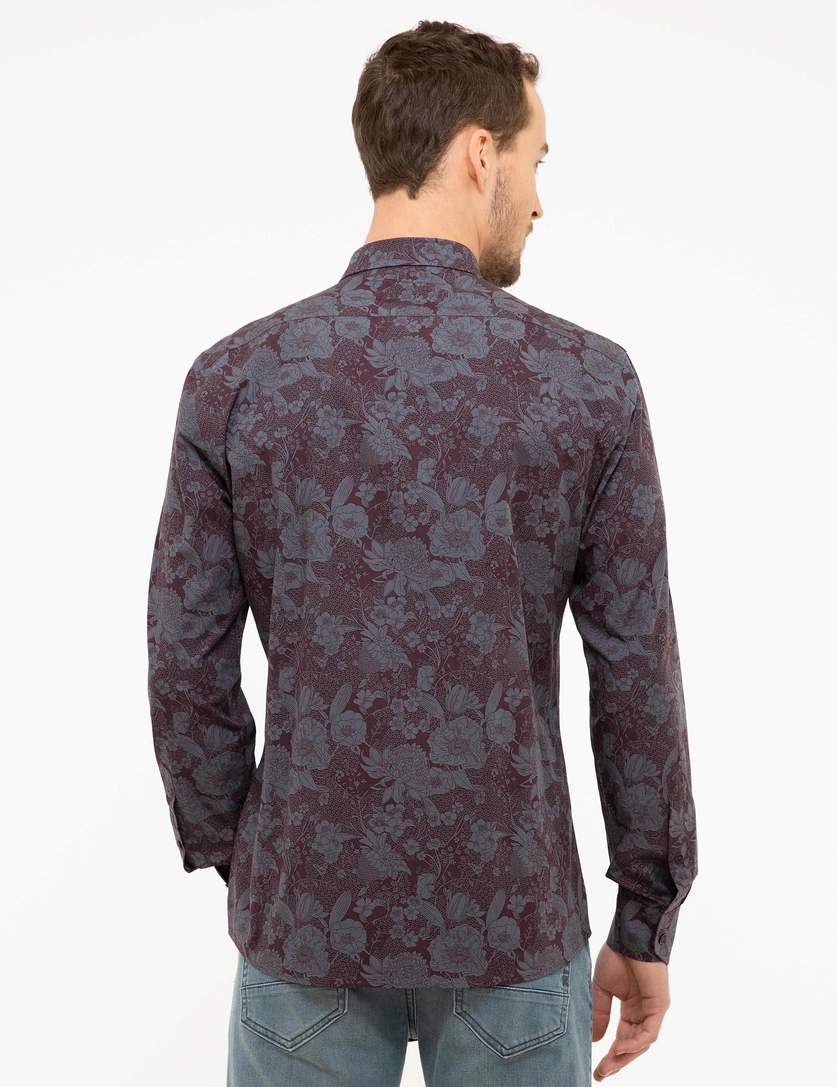 Bordo Slim Fit Gömlek