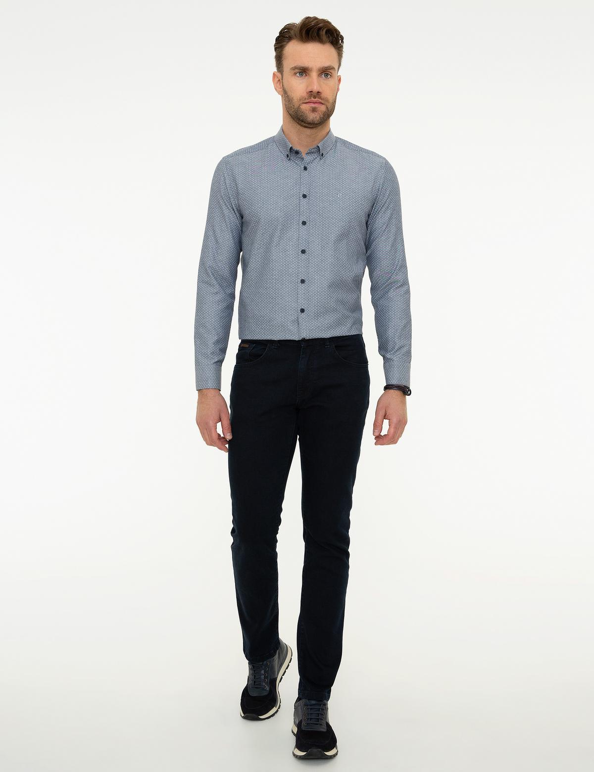 Lacivert Slim Fit Uzun Kollu Gömlek - 50209564007