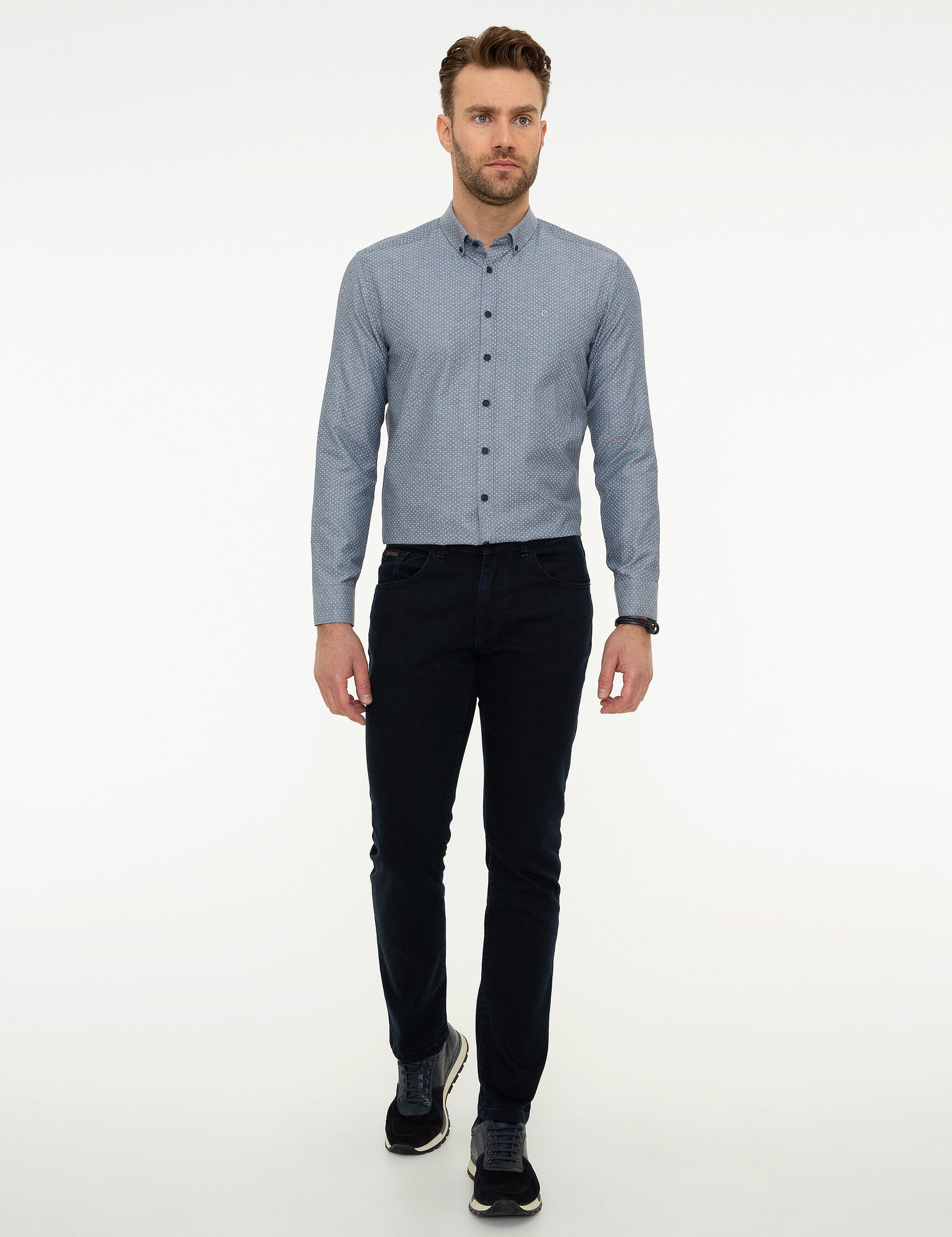 Lacivert Slim Fit Uzun Kollu Gömlek