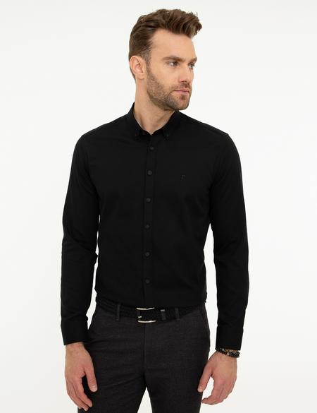 Siyah Slim Fit Uzun Kollu Gömlek - 50209610058