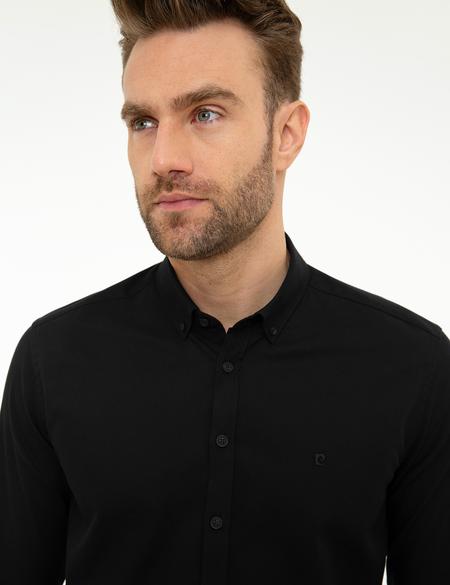 Siyah Slim Fit Uzun Kollu Gömlek - 50209610058