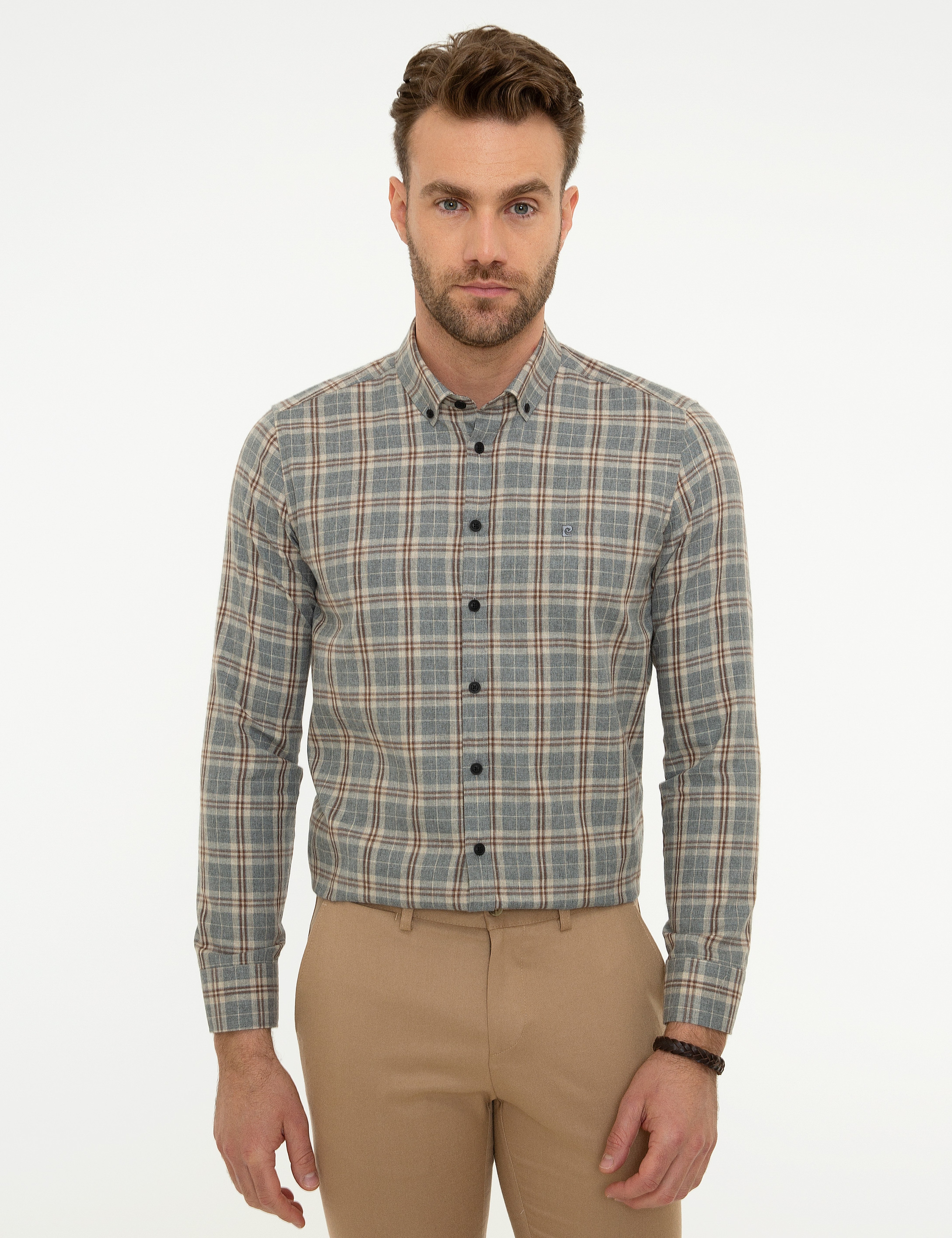 Gri Slim Fit Gömlek - Image 1
