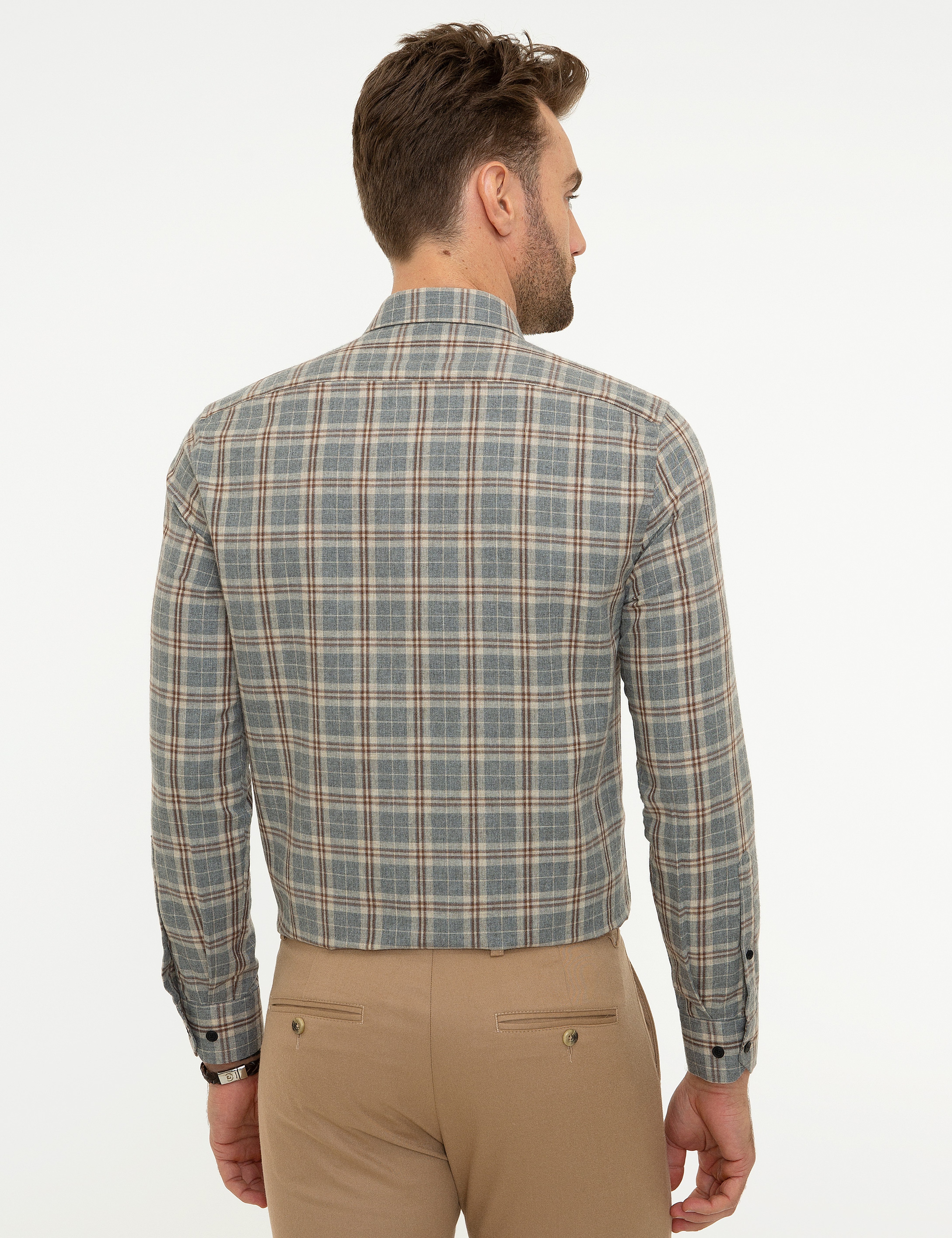 Gri Slim Fit Gömlek - Image 3