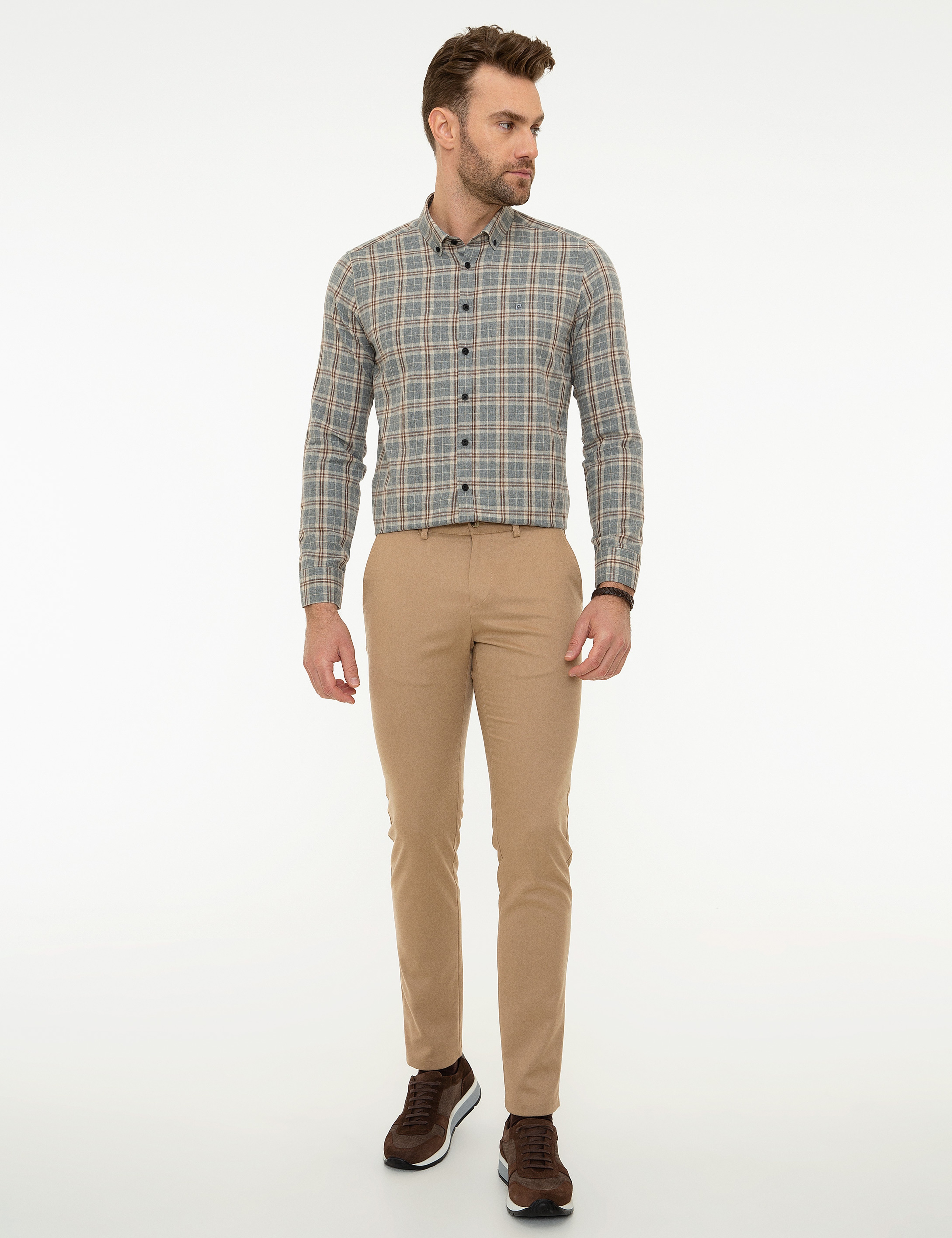 Gri Slim Fit Gömlek - Image 4