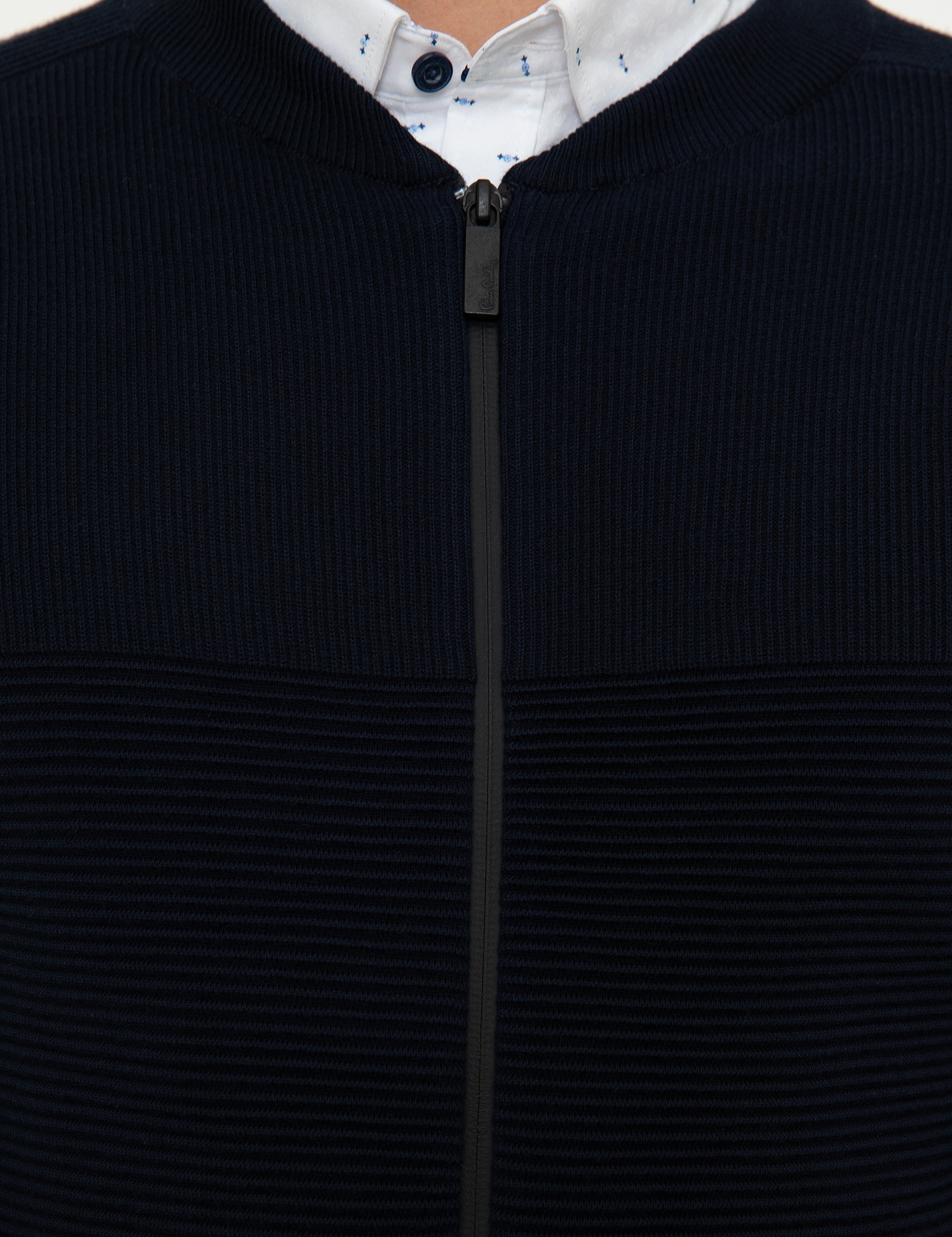 Koyu Lacivert Slim Fit Fermuarlı Triko Hırka - Image 6