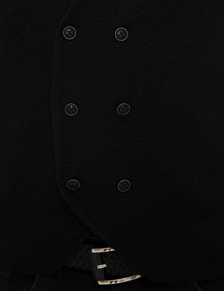 Siyah Slim Fit Triko Yelek - 50214241023