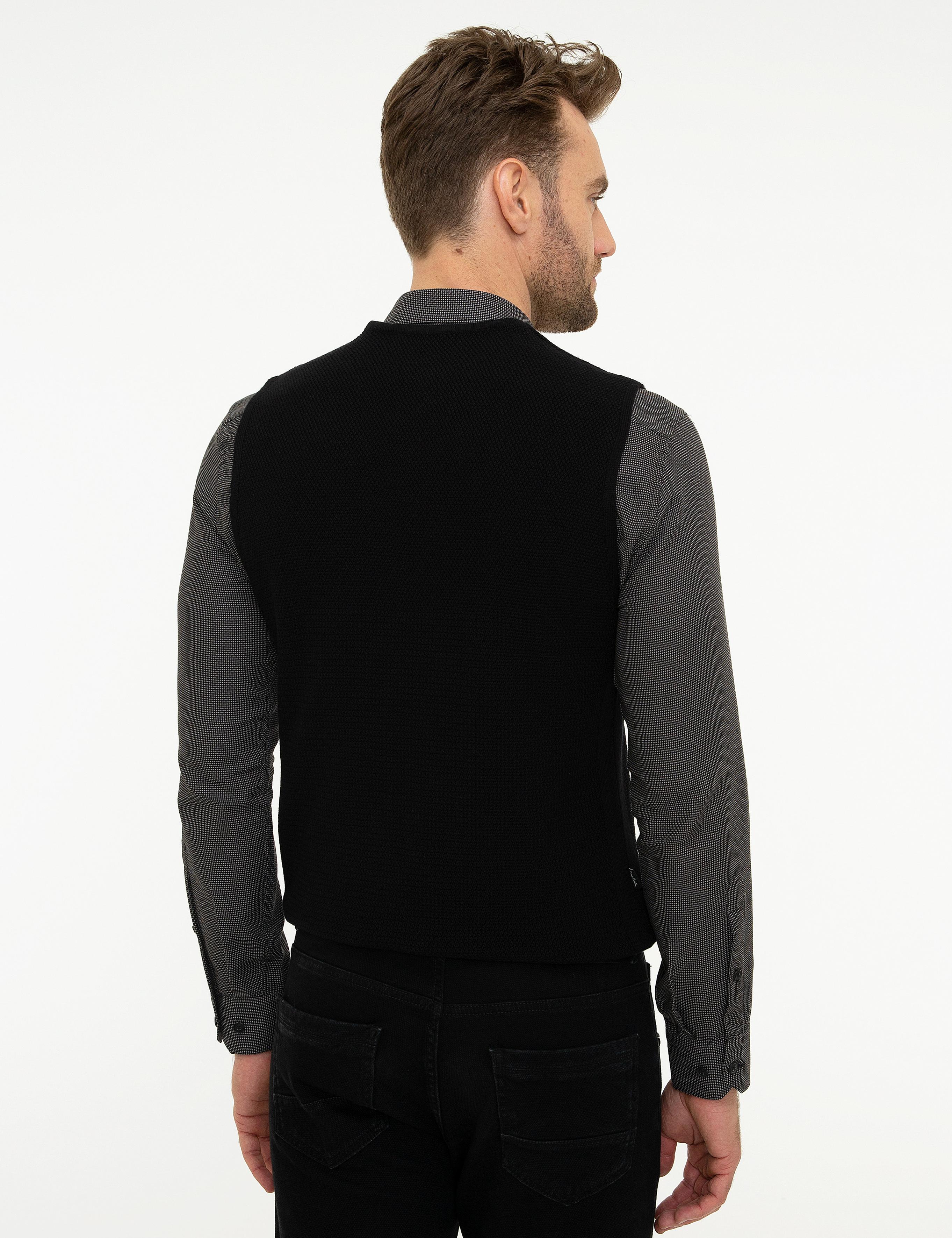 Siyah Slim Fit Triko Yelek