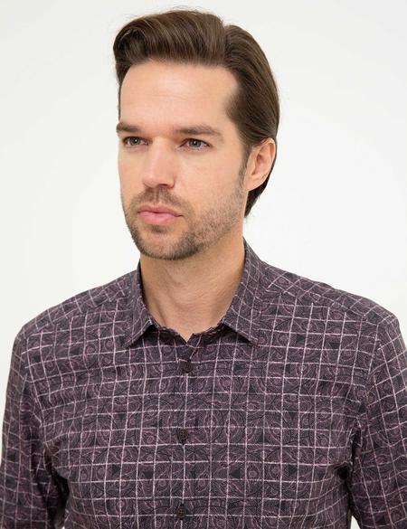 Bordo Slim Fit Uzun Kollu Gömlek - 50209609019