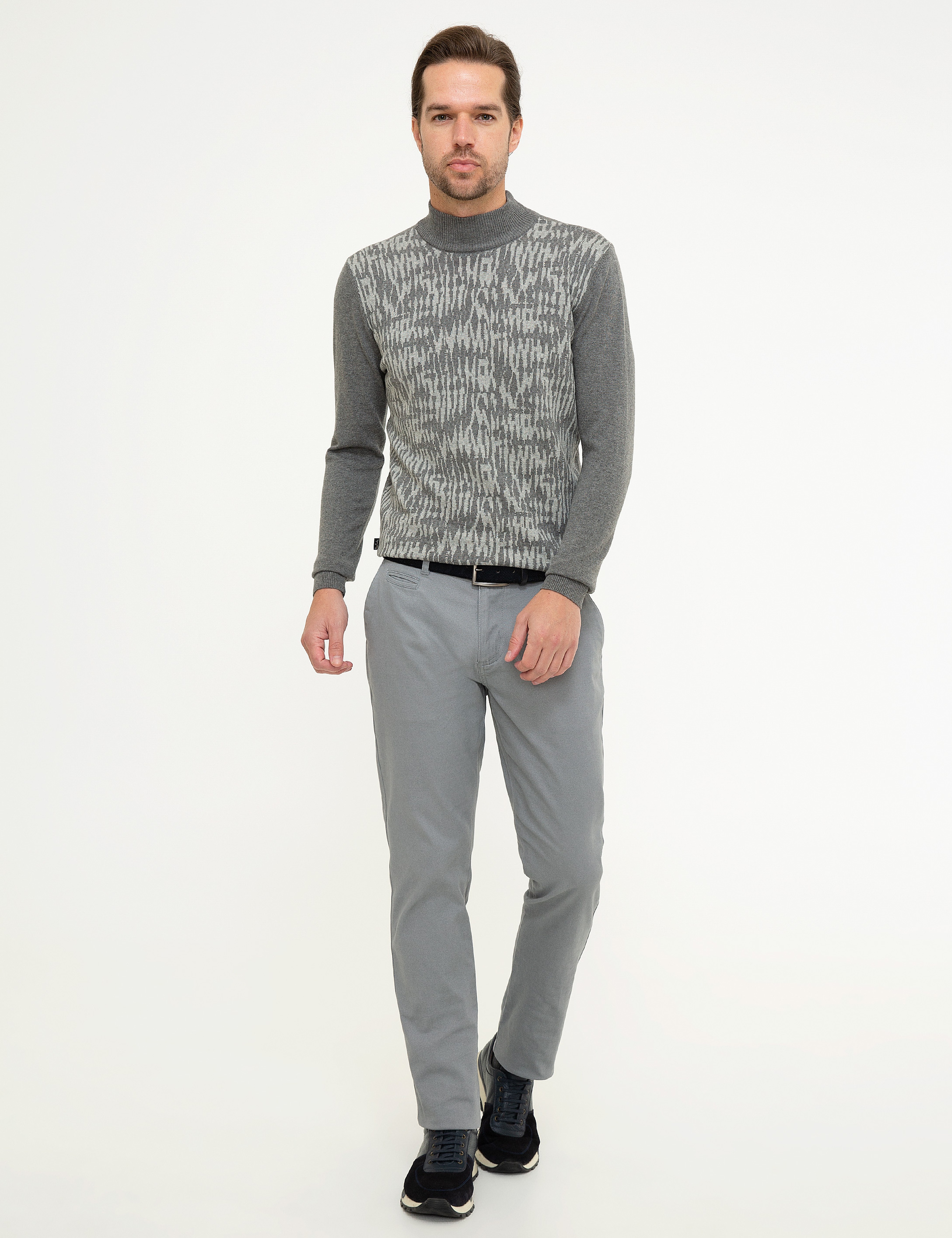 Gri Melanj Slim Fit Kazak - Image 5