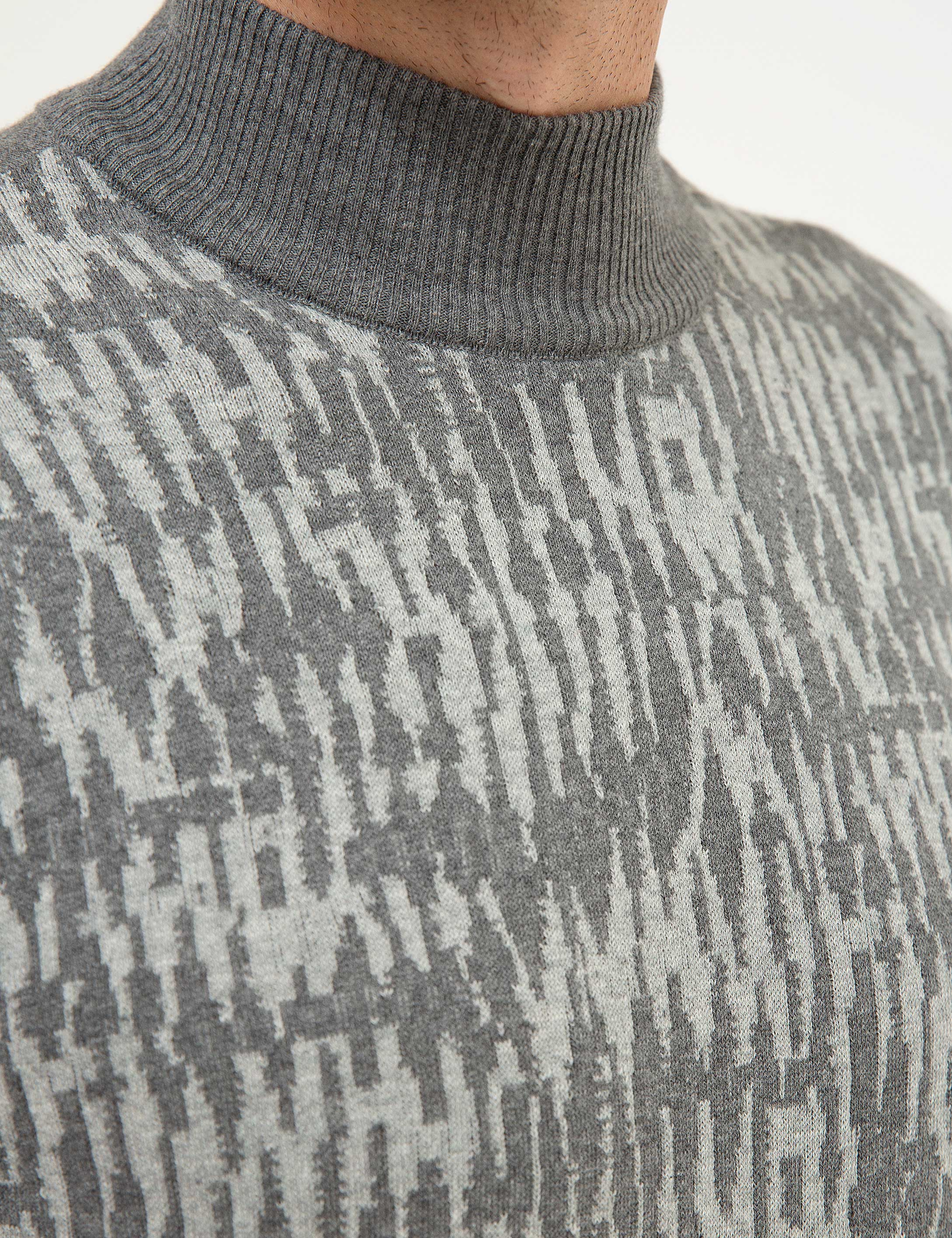 Gri Melanj Slim Fit Kazak - Image 6