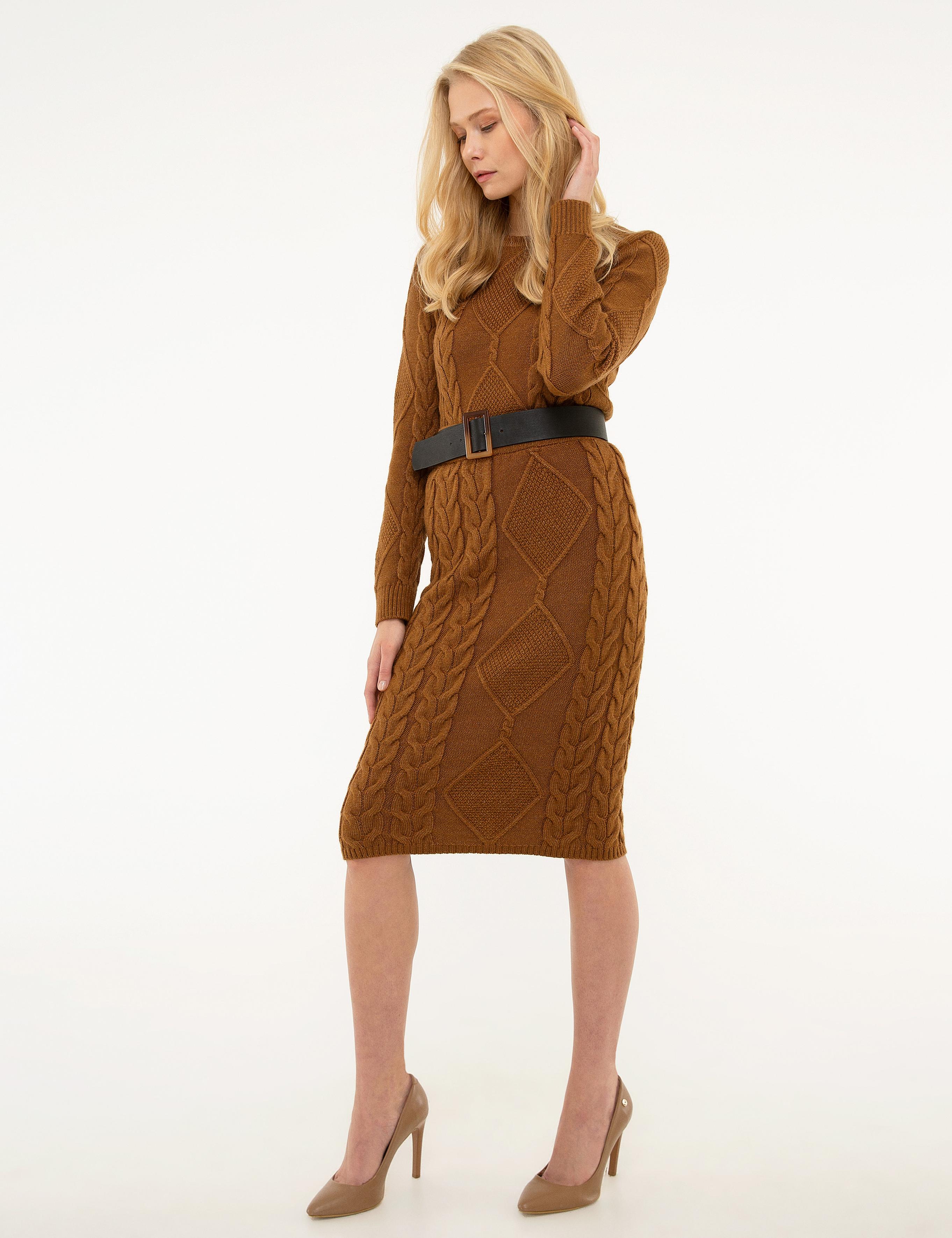 Camel Slim Fit Triko Etek