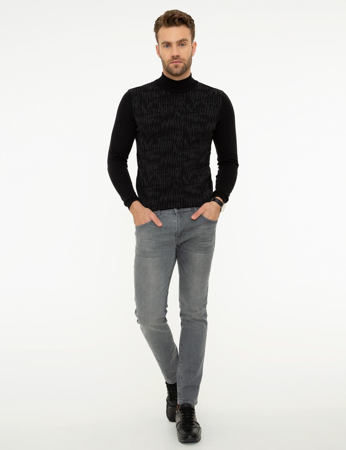 Siyah Slim Fit Kazak - 50209880033