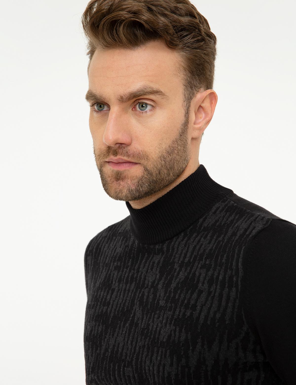 Siyah Slim Fit Kazak - 50209880033