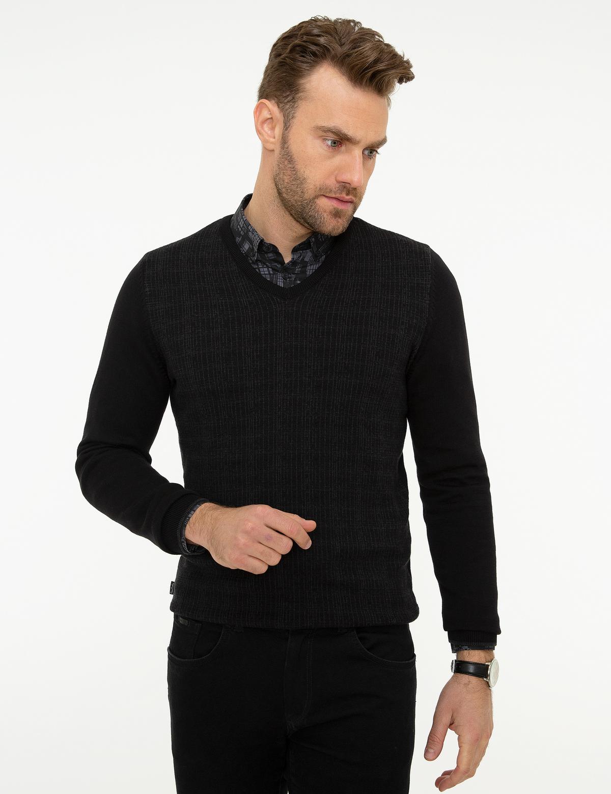 Siyah Slim Fit Kazak