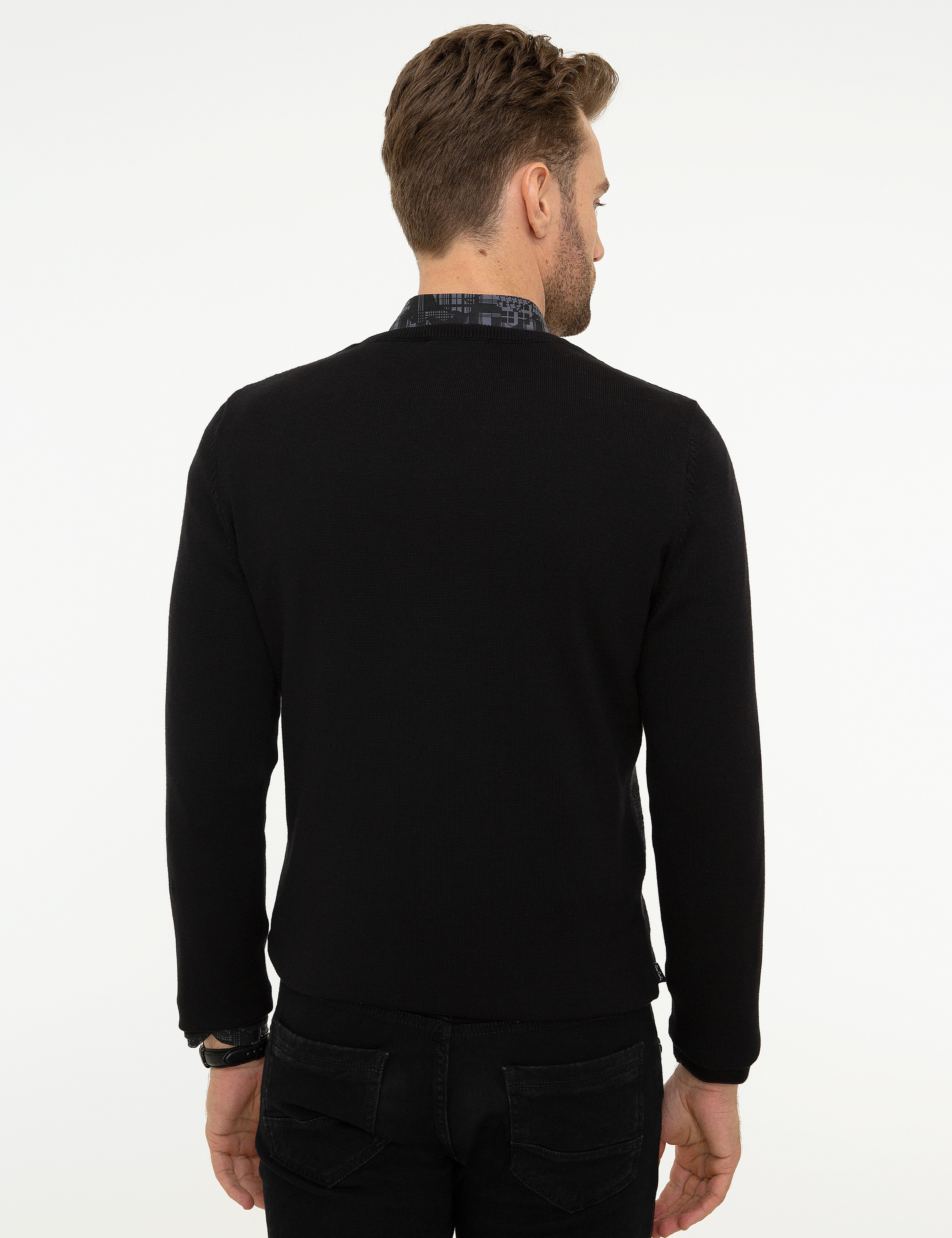 Siyah Slim Fit Kazak