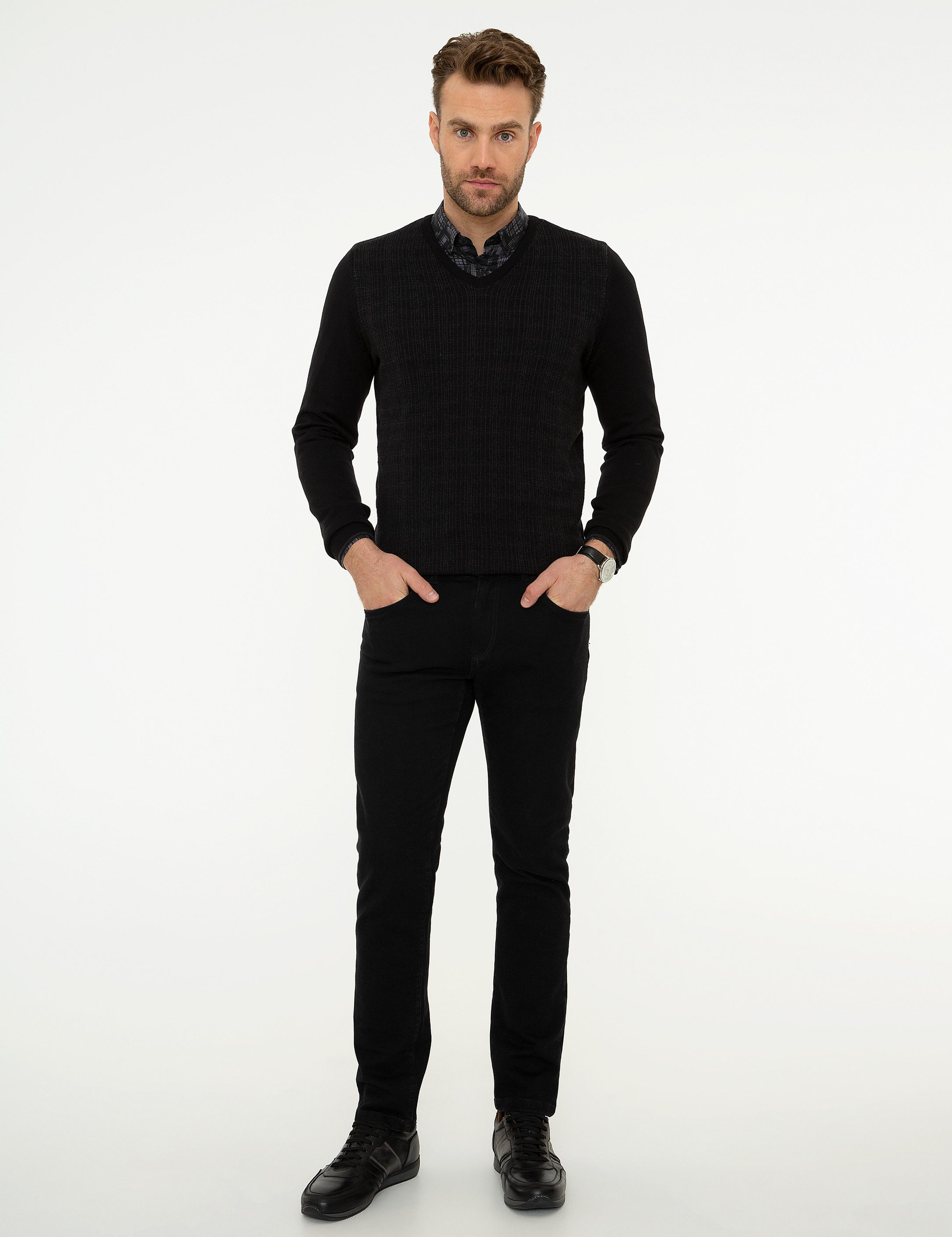 Siyah Slim Fit Kazak