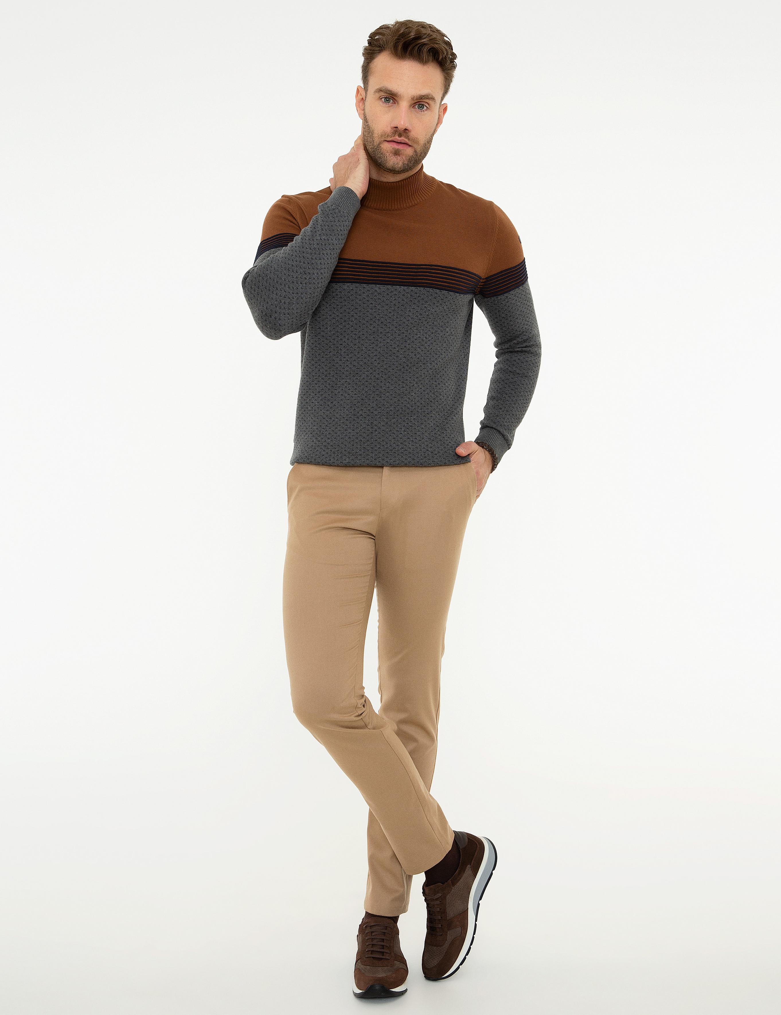 Camel Slim Fit Triko Kazak