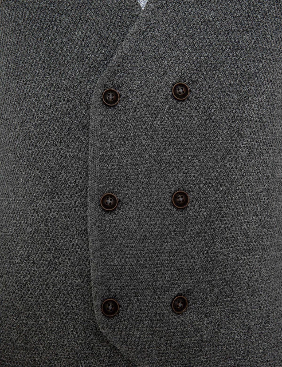 Gri Melanj Slim Fit Triko Yelek - 50214241031