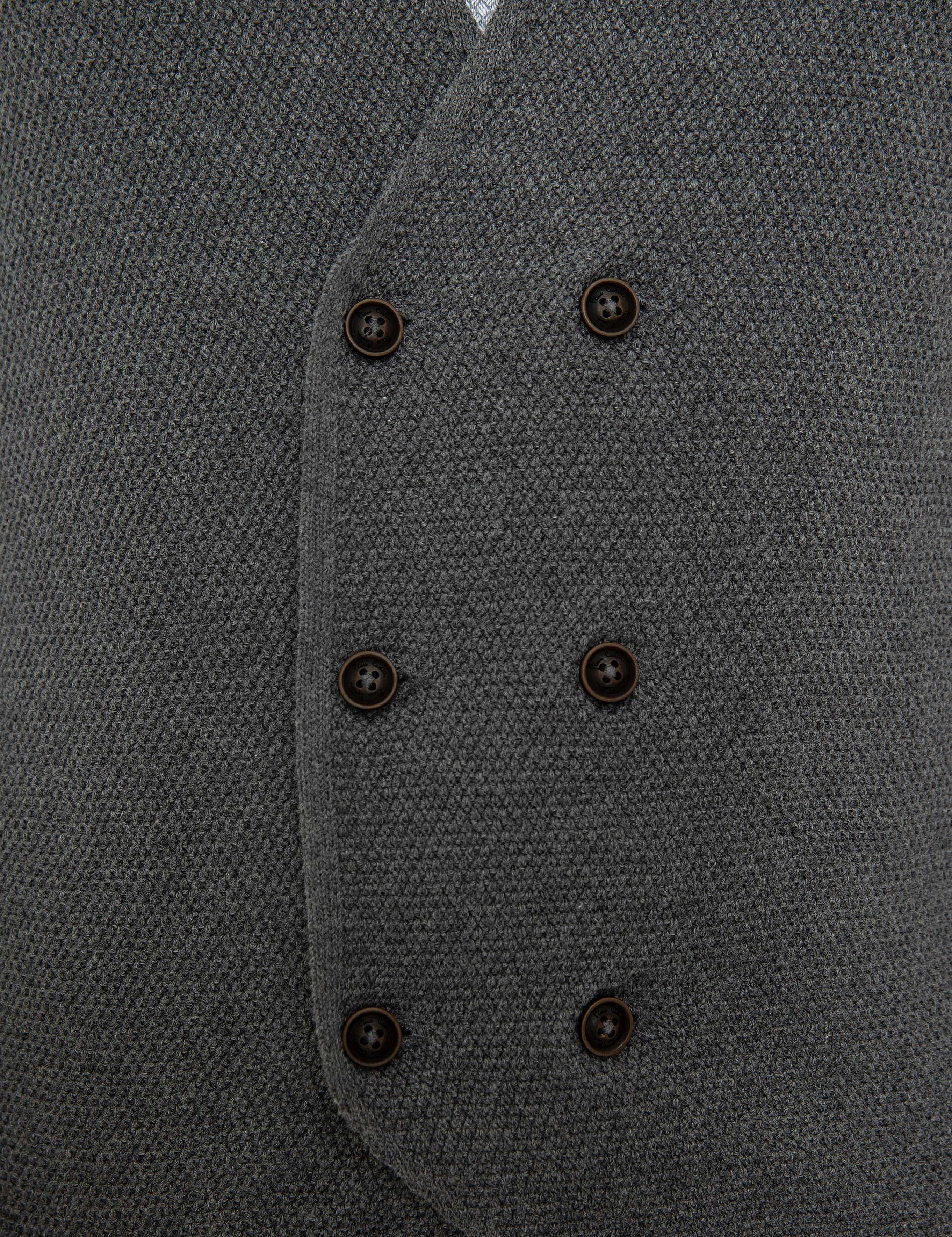 Gri Melanj Slim Fit Triko Yelek