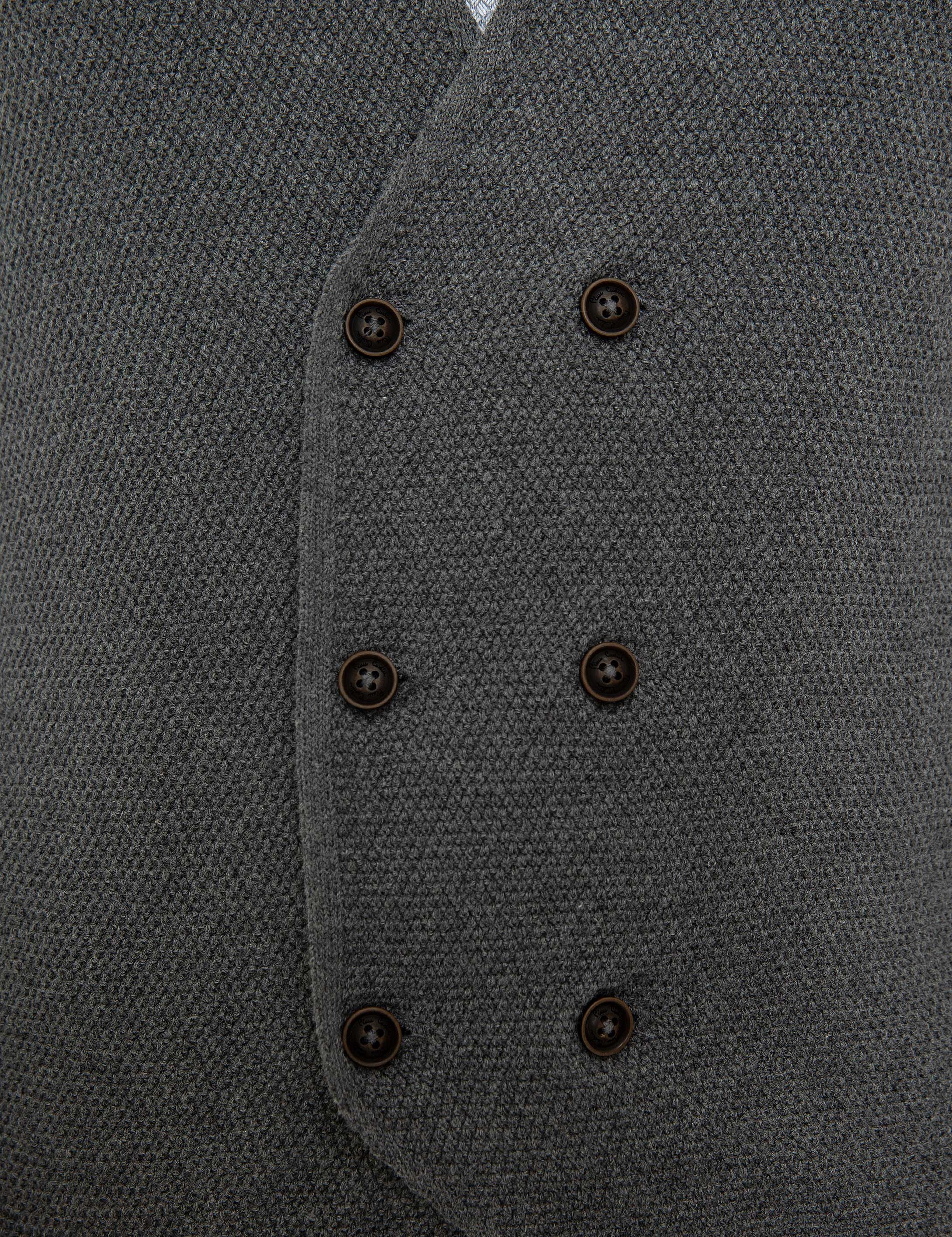 Gri Melanj Slim Fit Triko Yelek - Image 5