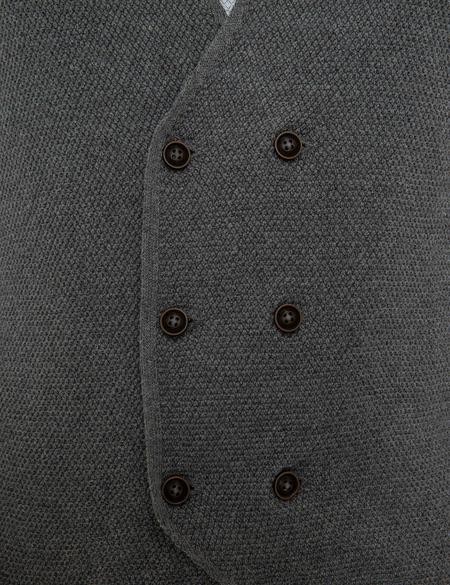 Gri Melanj Slim Fit Triko Yelek - 50214241031