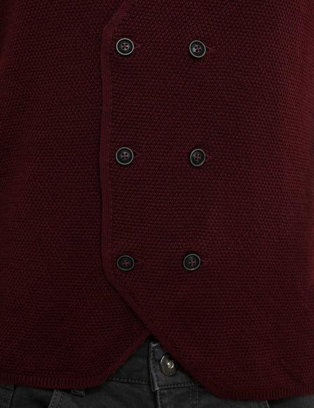 Bordo Slim Fit Triko Yelek - 50214241015