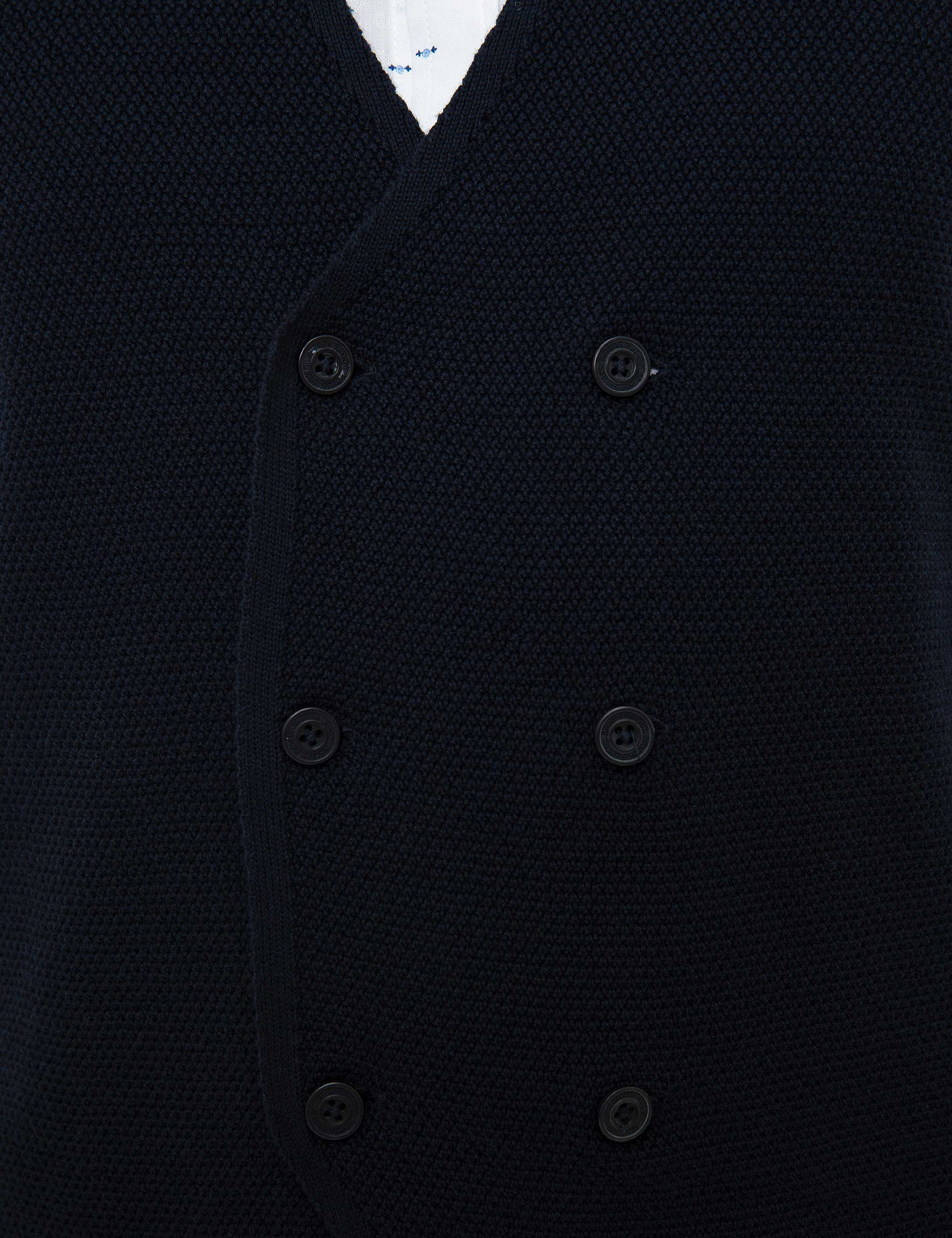 Koyu Lacivert Slim Fit Triko Yelek - Image 5
