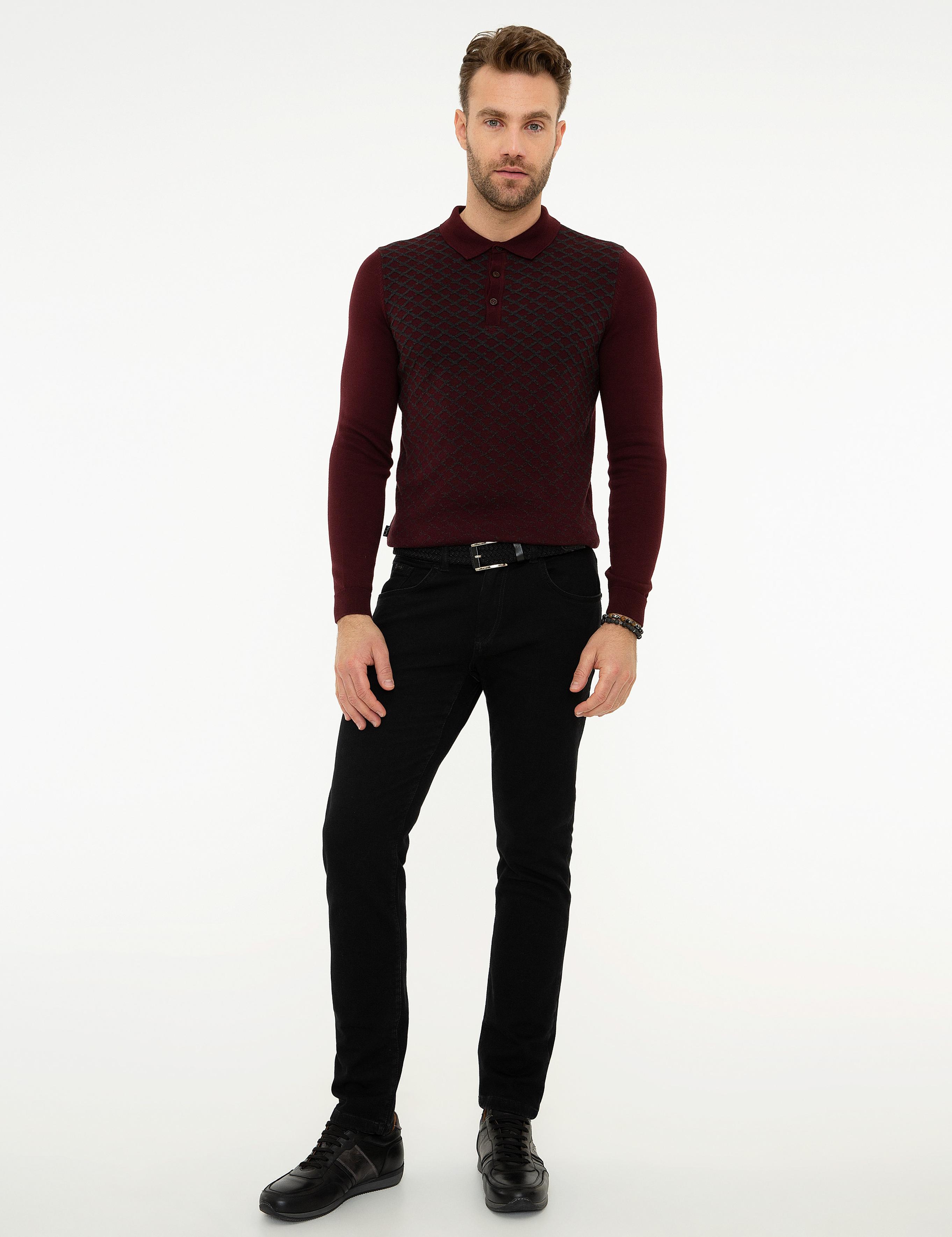 Bordo Slim Fit Triko Kazak