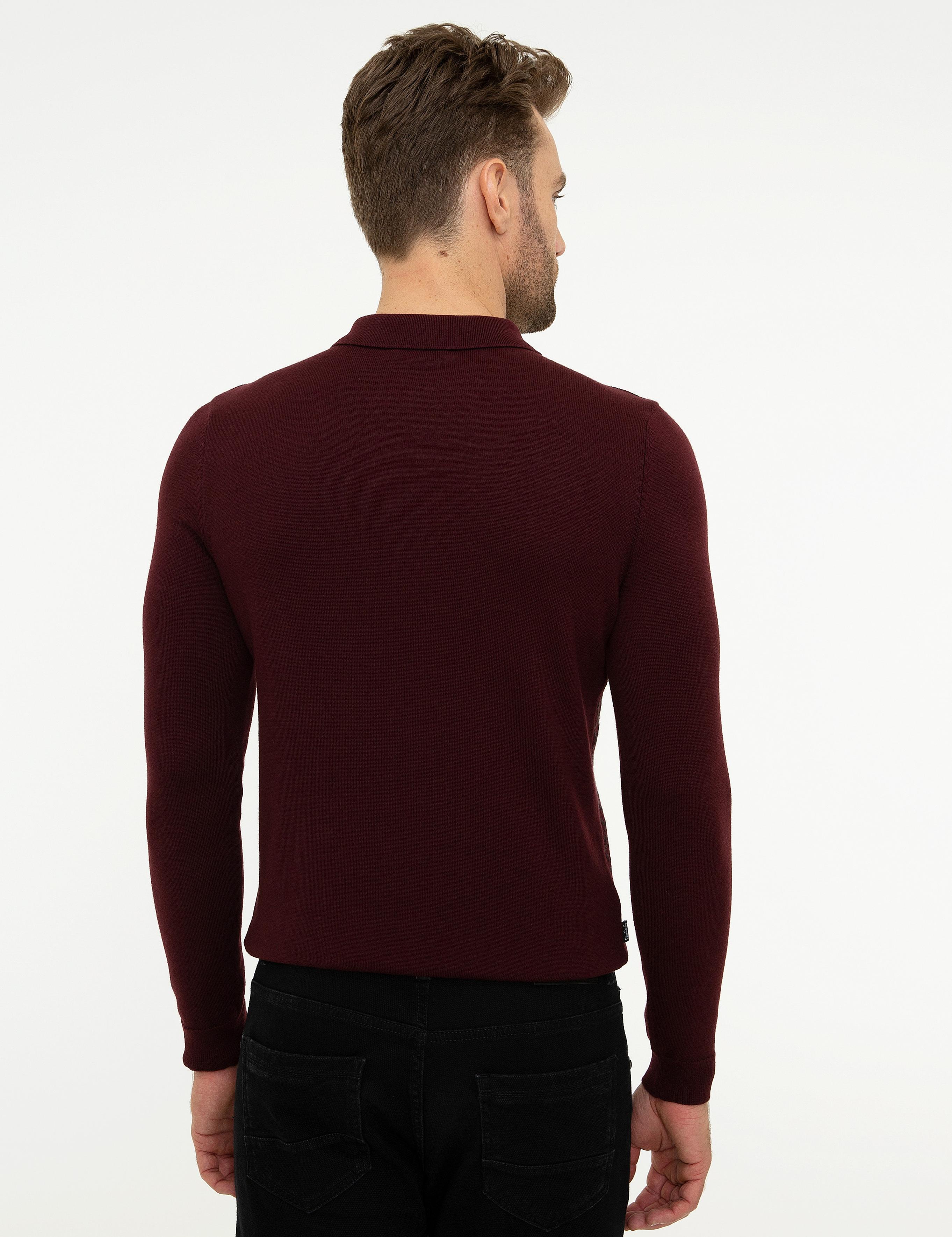 Bordo Slim Fit Triko Kazak