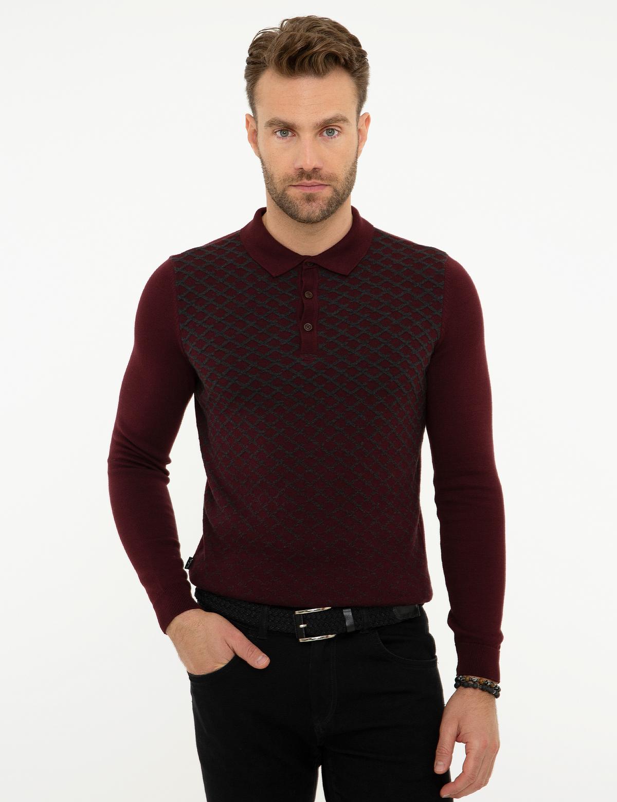 Bordo Slim Fit Triko Kazak