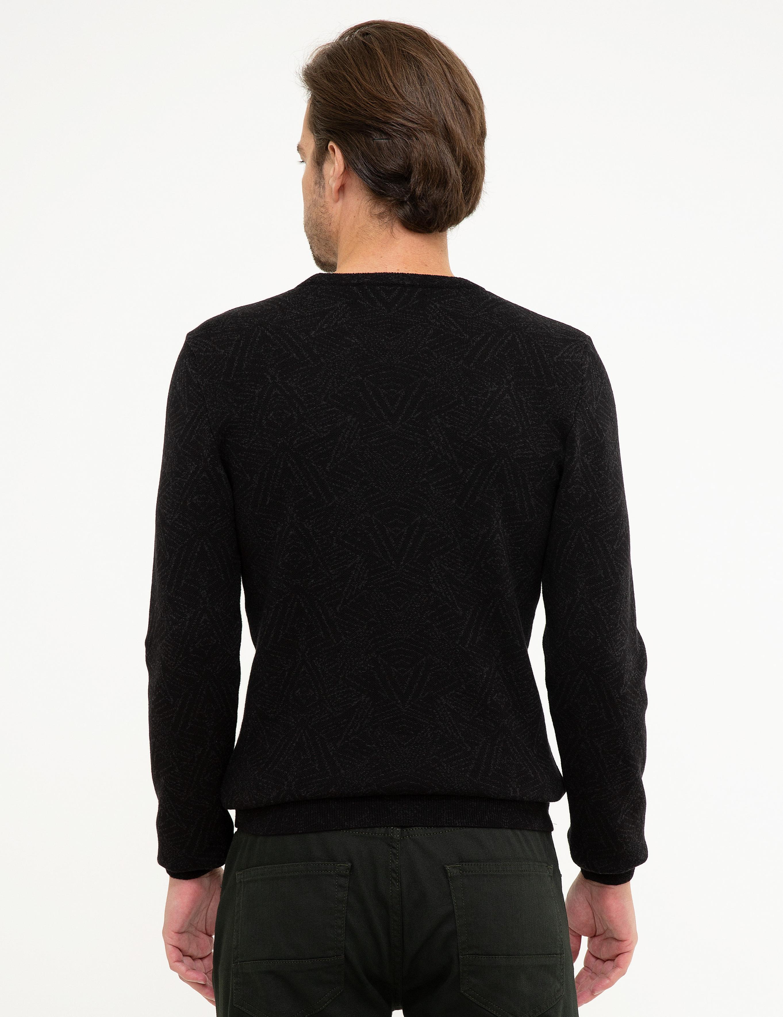 Siyah Slim Fit Bisiklet Yaka Triko Kazak