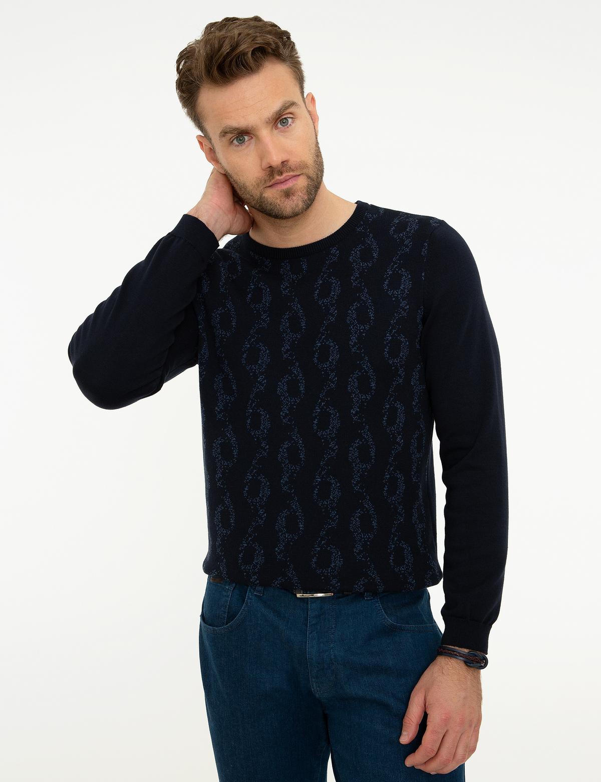 Lacivert Slim Fit Triko Kazak