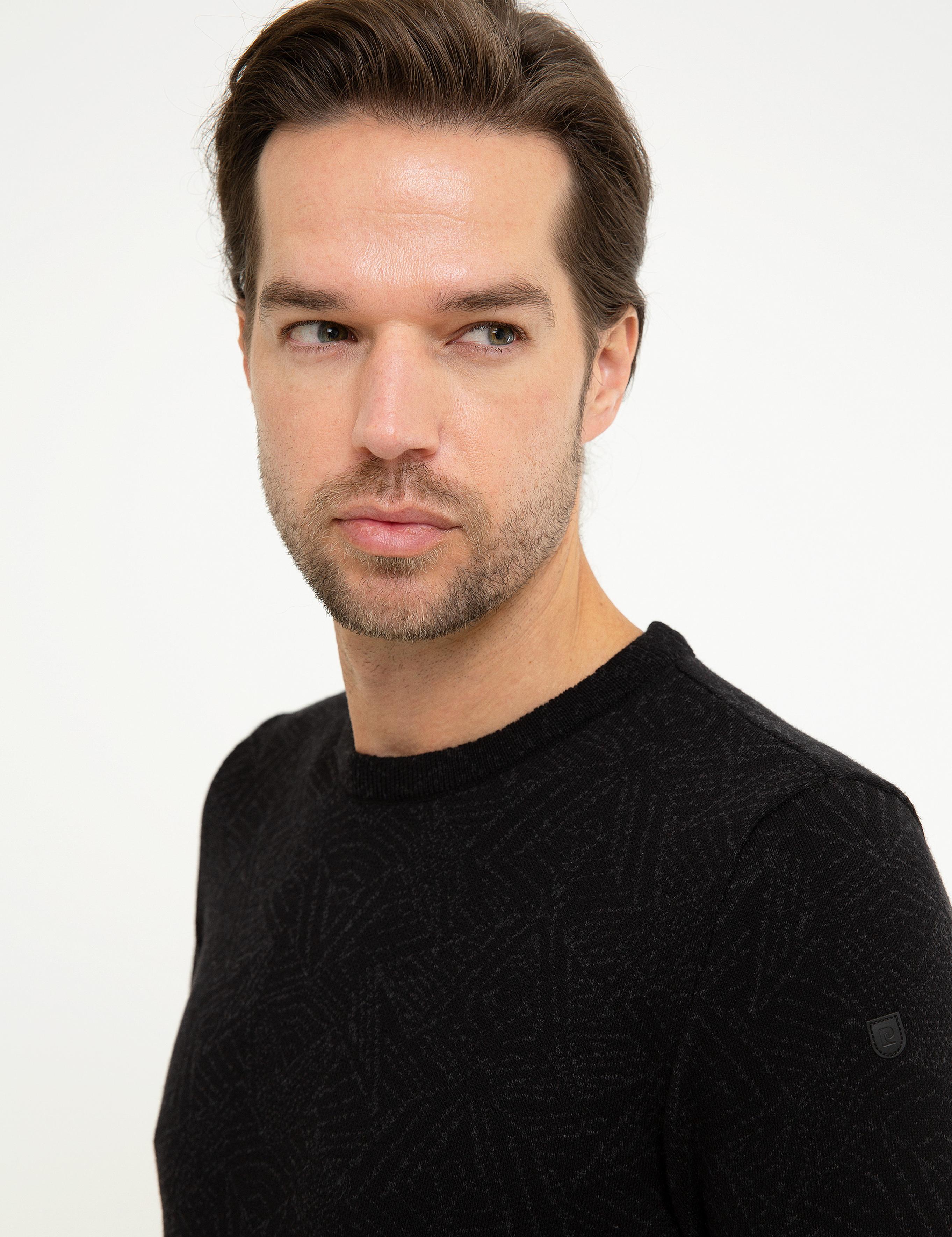 Siyah Slim Fit Bisiklet Yaka Triko Kazak