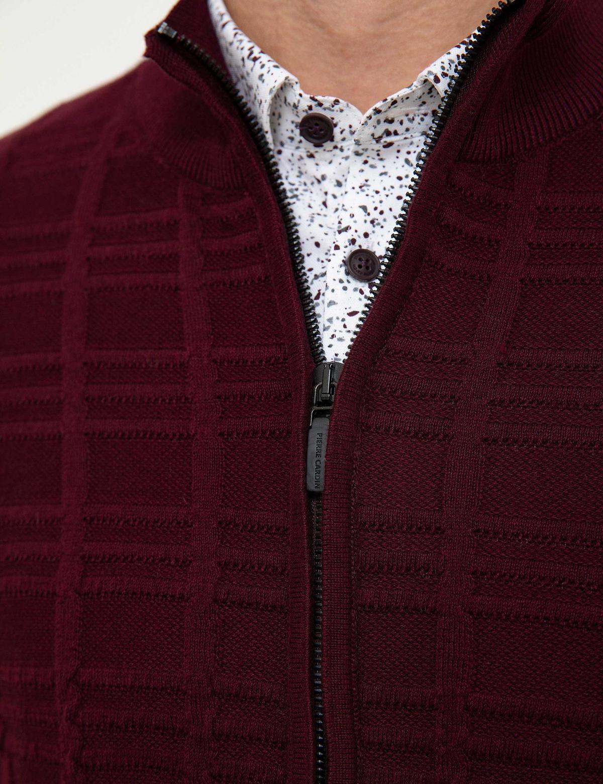 Bordo Slim Fit Triko Hırka - 50210644003