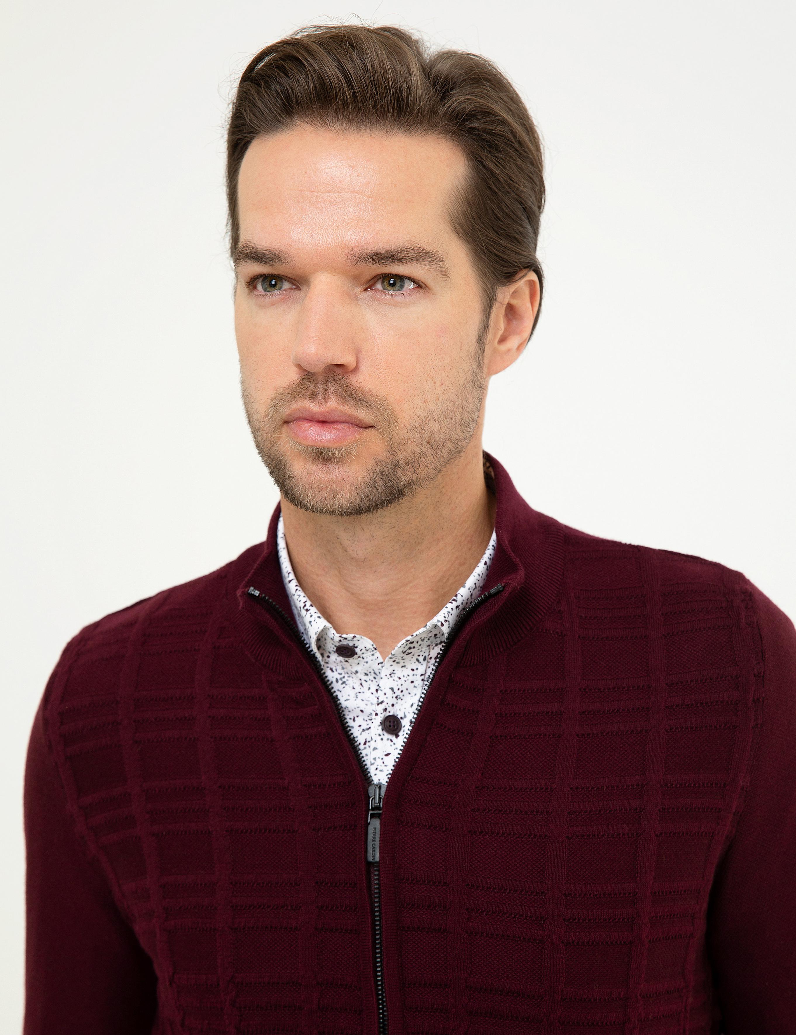 Bordo Slim Fit Triko Hırka