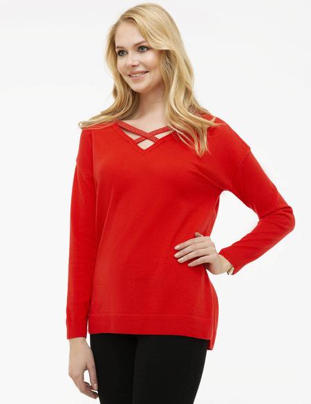 Kırmızı Triko Kazak - 50213518035