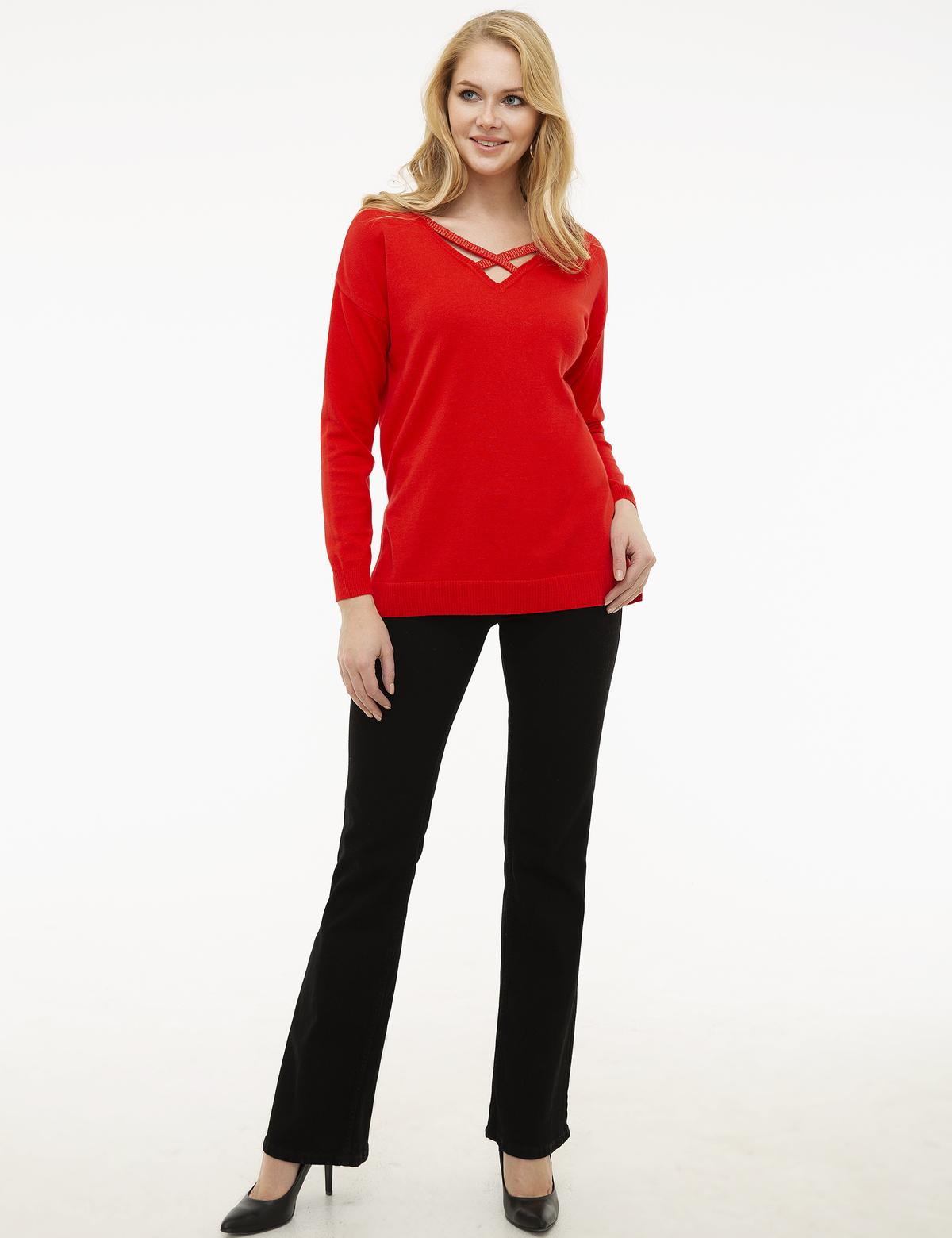 Kırmızı Triko Kazak - 50213518035