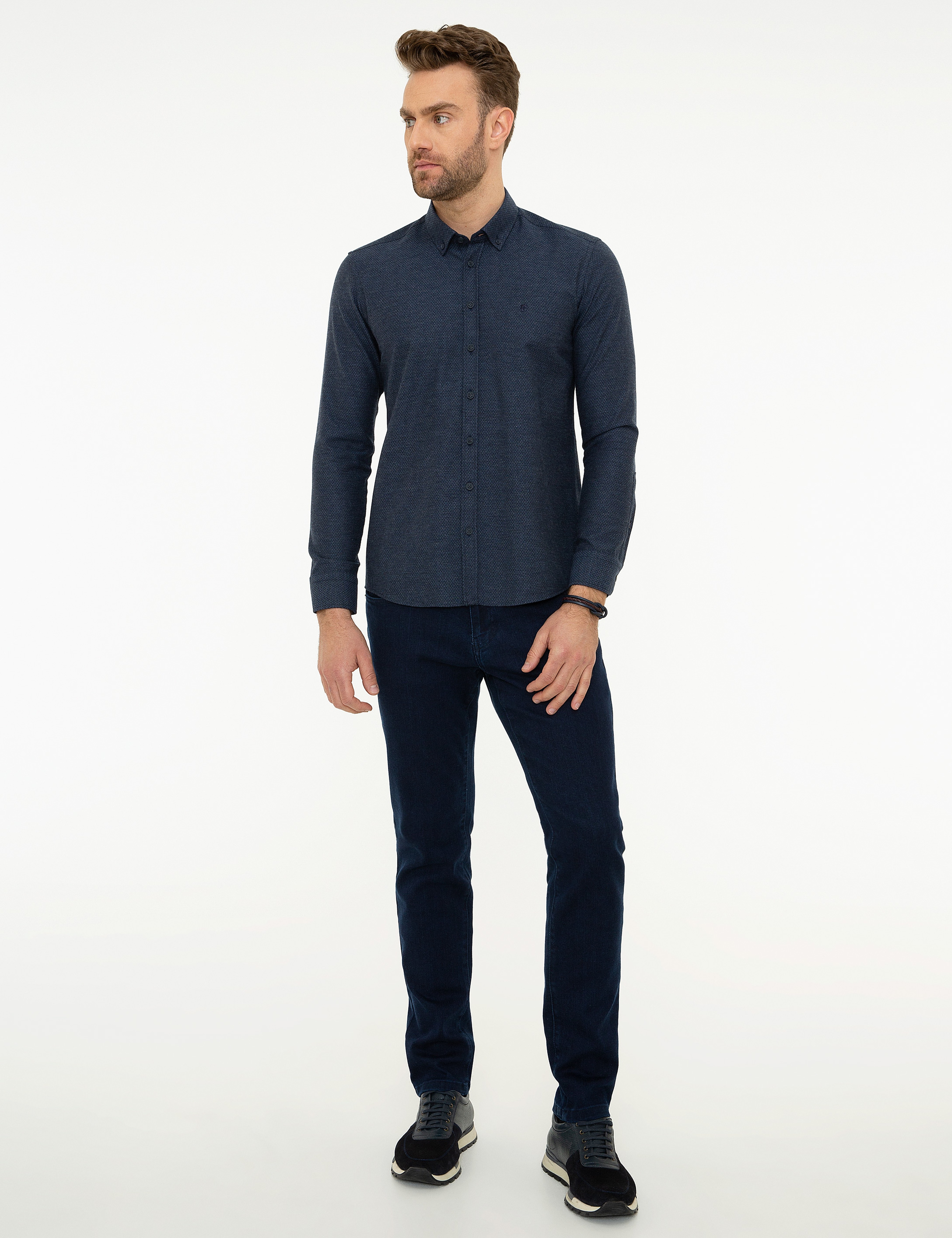 Lacivert Slim Fit Gömlek - Image 4